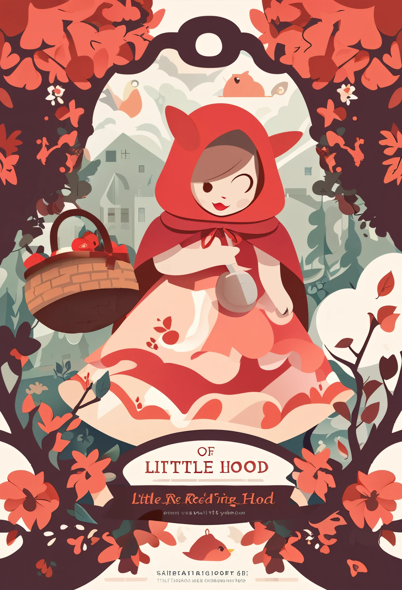 cover page, story of Little Red Riding Hood, flat Design, vector illustrations, graphic illustration, detailed 2d illustration, flat illustration, digital illustration, digital artwork,