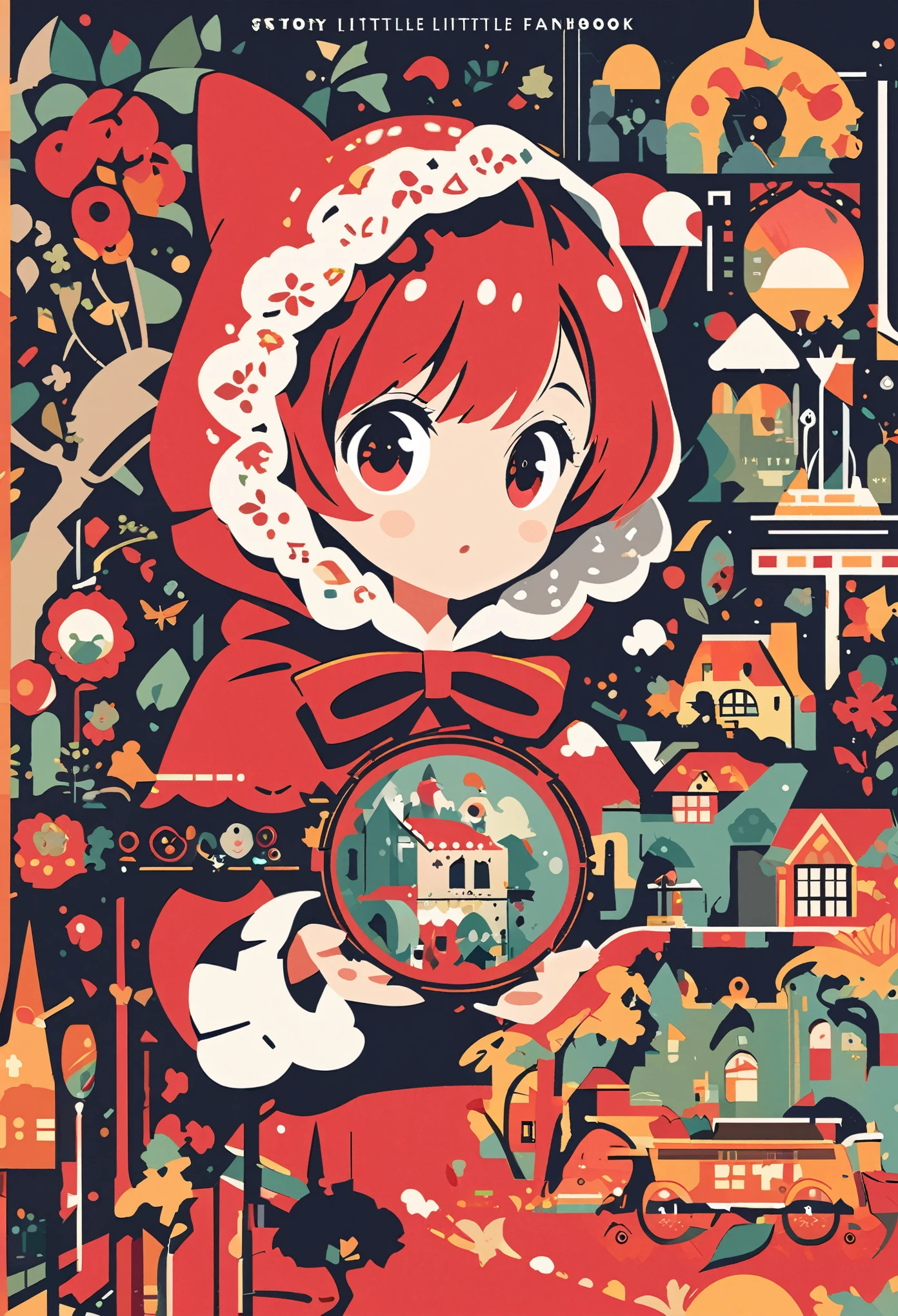 cover page, story of Little Red Riding Hood, flat Design, vector illustrations, graphic illustration, detailed 2d illustration, flat illustration, digital illustration, digital artwork,