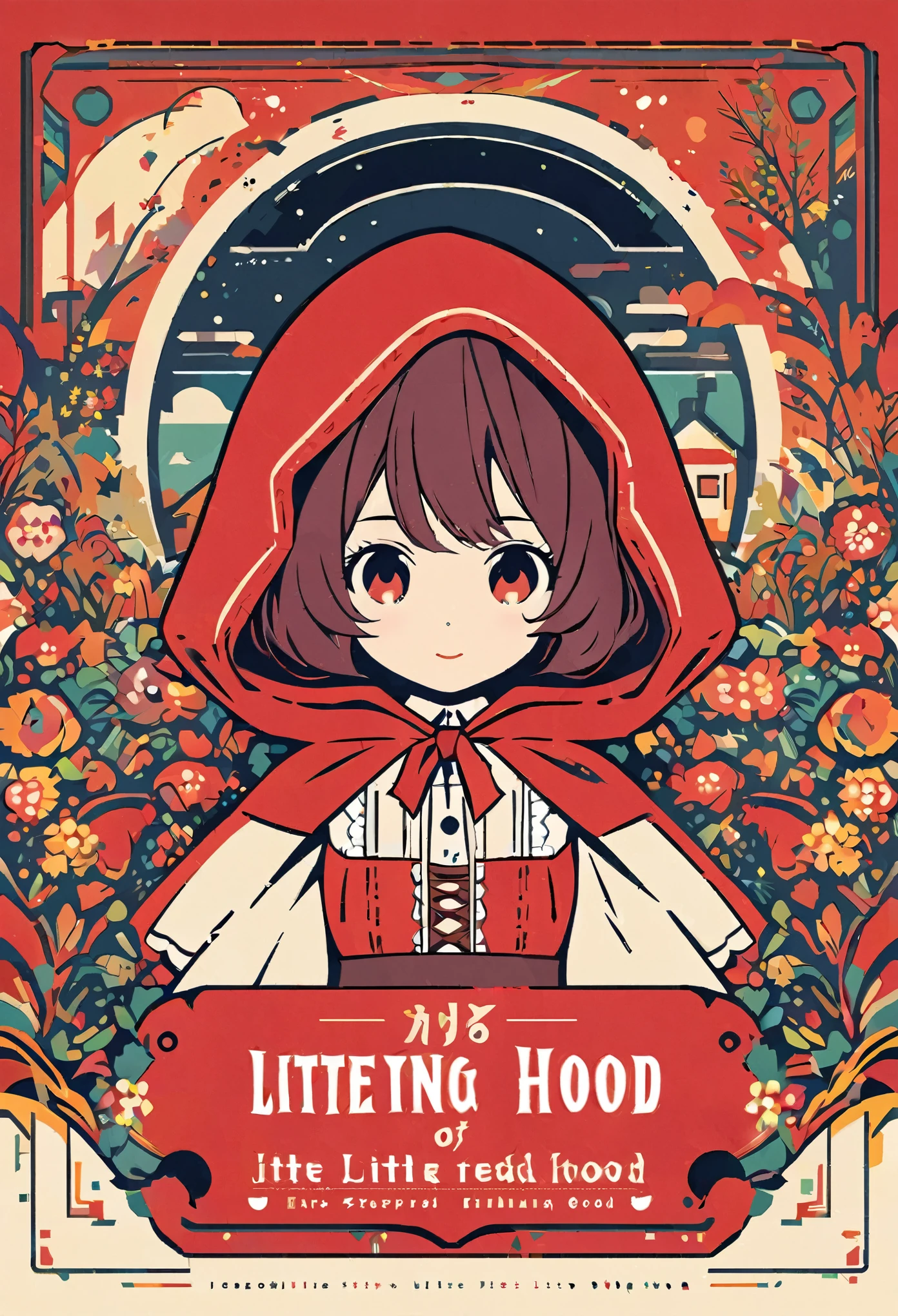 cover page, story of Little Red Riding Hood, flat Design, vector illustrations, graphic illustration, detailed 2d illustration, flat illustration, digital illustration, digital artwork,