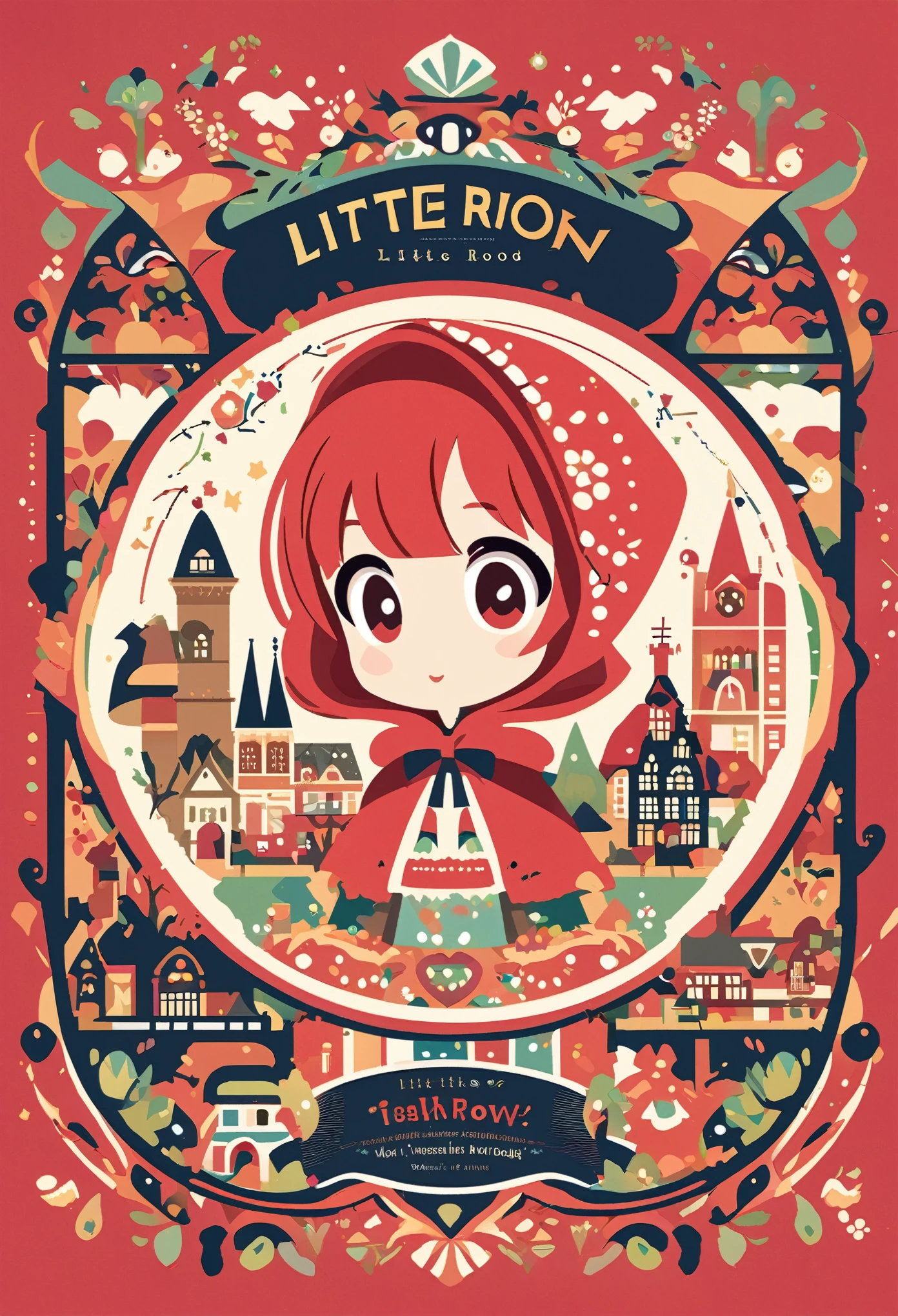 cover page, story of Little Red Riding Hood, flat Design, vector illustrations, graphic illustration, detailed 2d illustration, flat illustration, digital illustration, digital artwork,