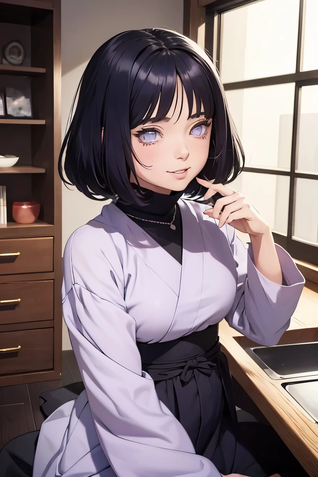 2d, _todler_, {{6 }}, RPG character in Naruto alternative universe by Masashi Kishimoto, specially in hyuga clan; Appearance base is Wraith from Apex Legends, with byakugan-soft lilac eyes, kind and soft expression making her look swwet; joyfull, short and dark hair (with shades of dark blue); artwork in modern Japanese animation style, 8k high definition quality, masterpiece, {{high detailed eyes}}, grain filter, high resolution, extremely detailed, portrait, Anatomically accurate, girly reddish cheeks; (highest quality:1.3), {{dutch angle}}, {{smiling todler}}, {{inocent}} ((byakugan)), ((child))