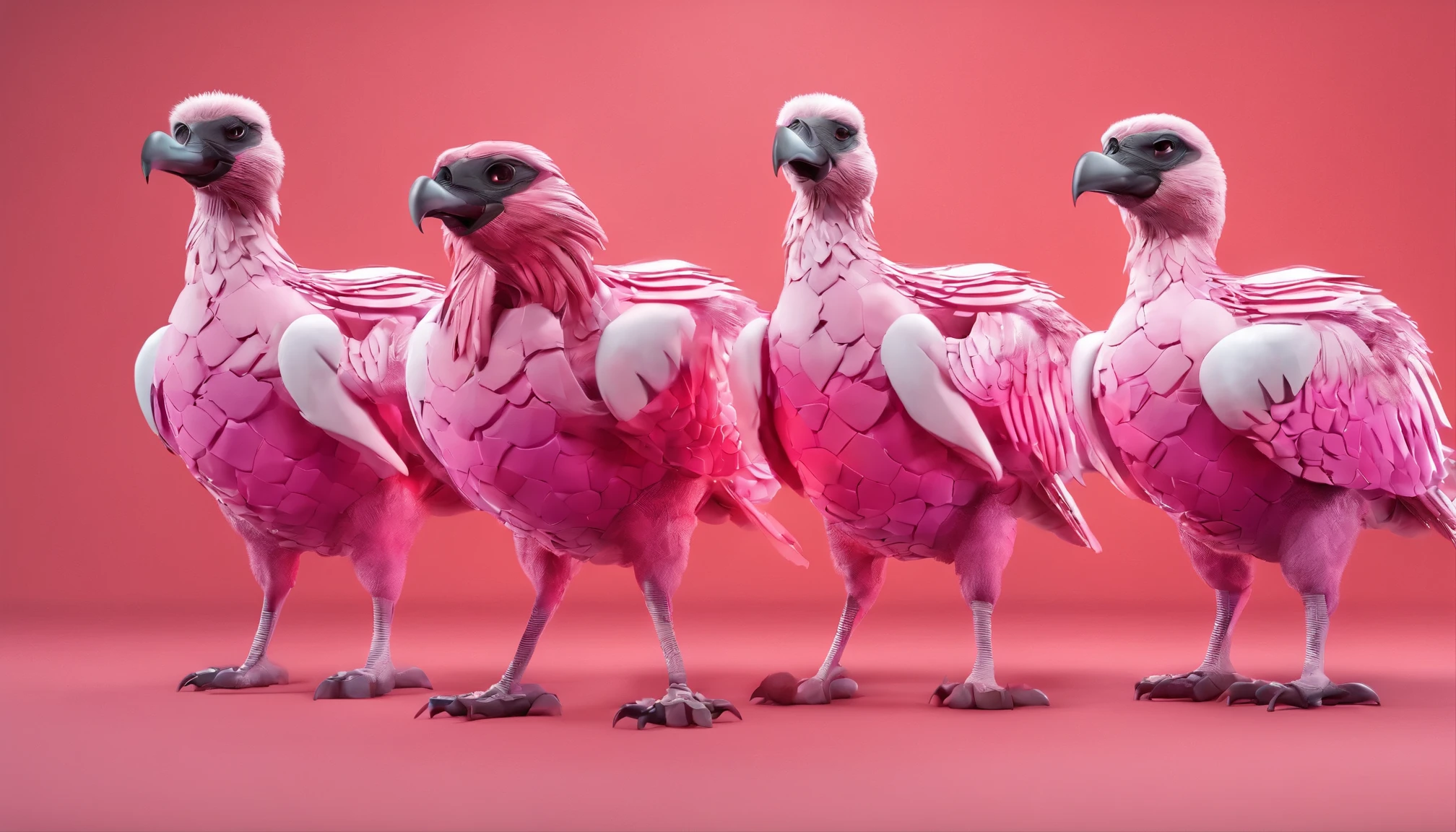 Mascot of a soccer team that is a carrion-eating vulture with many muscles and a pink and white uniform