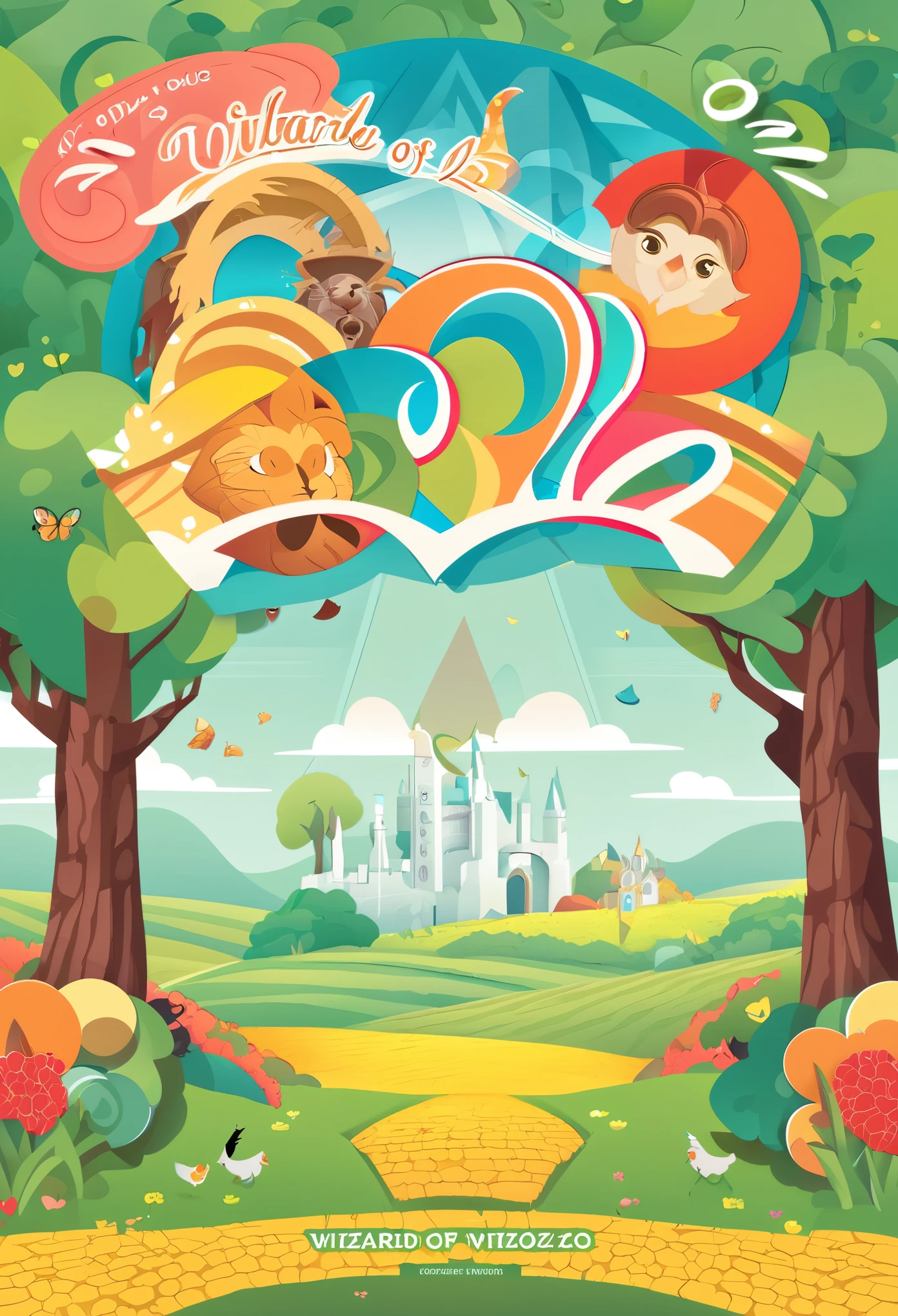 cover page, Wizard of Oz, flat Design, vector illustrations, graphic illustration, detailed 2d illustration, flat illustration, digital illustration, digital artwork,