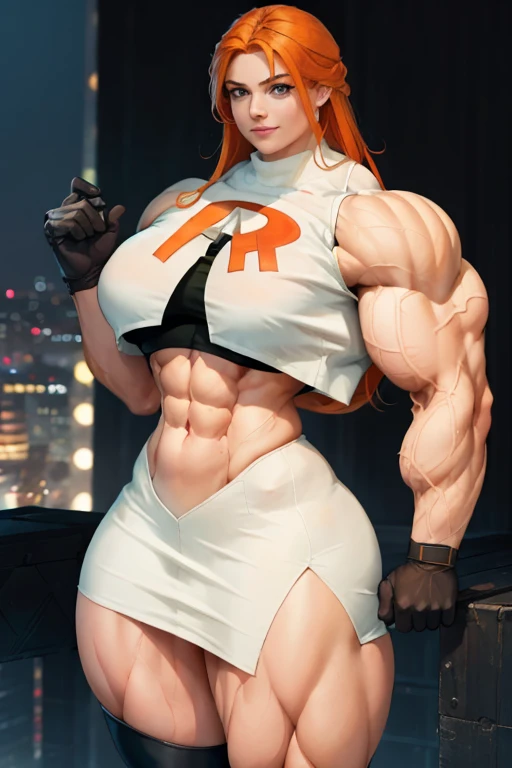 (1girl) solo woman tall girl (Sexual Erotic pose:1.9) ((Massive Female Bodybuilder:2)) ((Huge Breasts:2)) curvy (extremely long red hair) (perfect female anatomy) (erotic clothing) cowboy shot