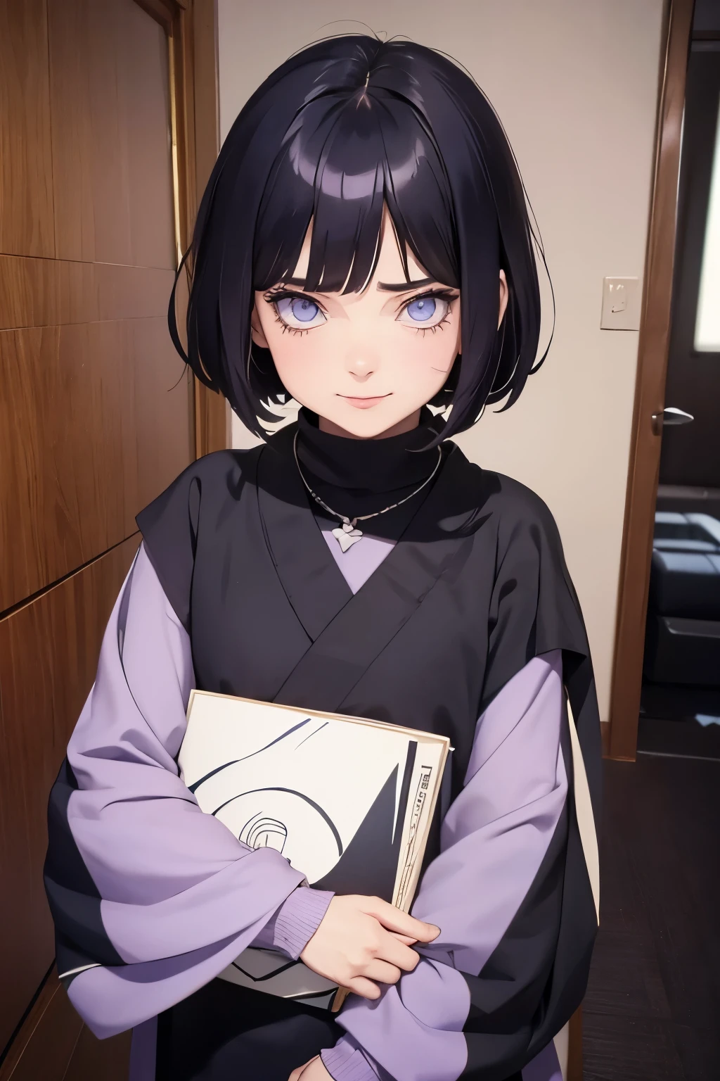 2d, _todler_, {{6 }}, RPG character in Naruto alternative universe by Masashi Kishimoto, specially in hyuga clan; Appearance base is Wraith from Apex Legends, with byakugan-soft lilac eyes, kind and soft expression making her look swwet; joyfull, short and dark hair (with shades of dark blue); artwork in modern Japanese animation style, 8k high definition quality, masterpiece, {{high detailed eyes}}, grain filter, high resolution, extremely detailed, portrait, Anatomically accurate, girly reddish cheeks; (highest quality:1.3), {{dutch angle}}, {{smiling todler}}, {{inocent}} ((byakugan)), ((child))
