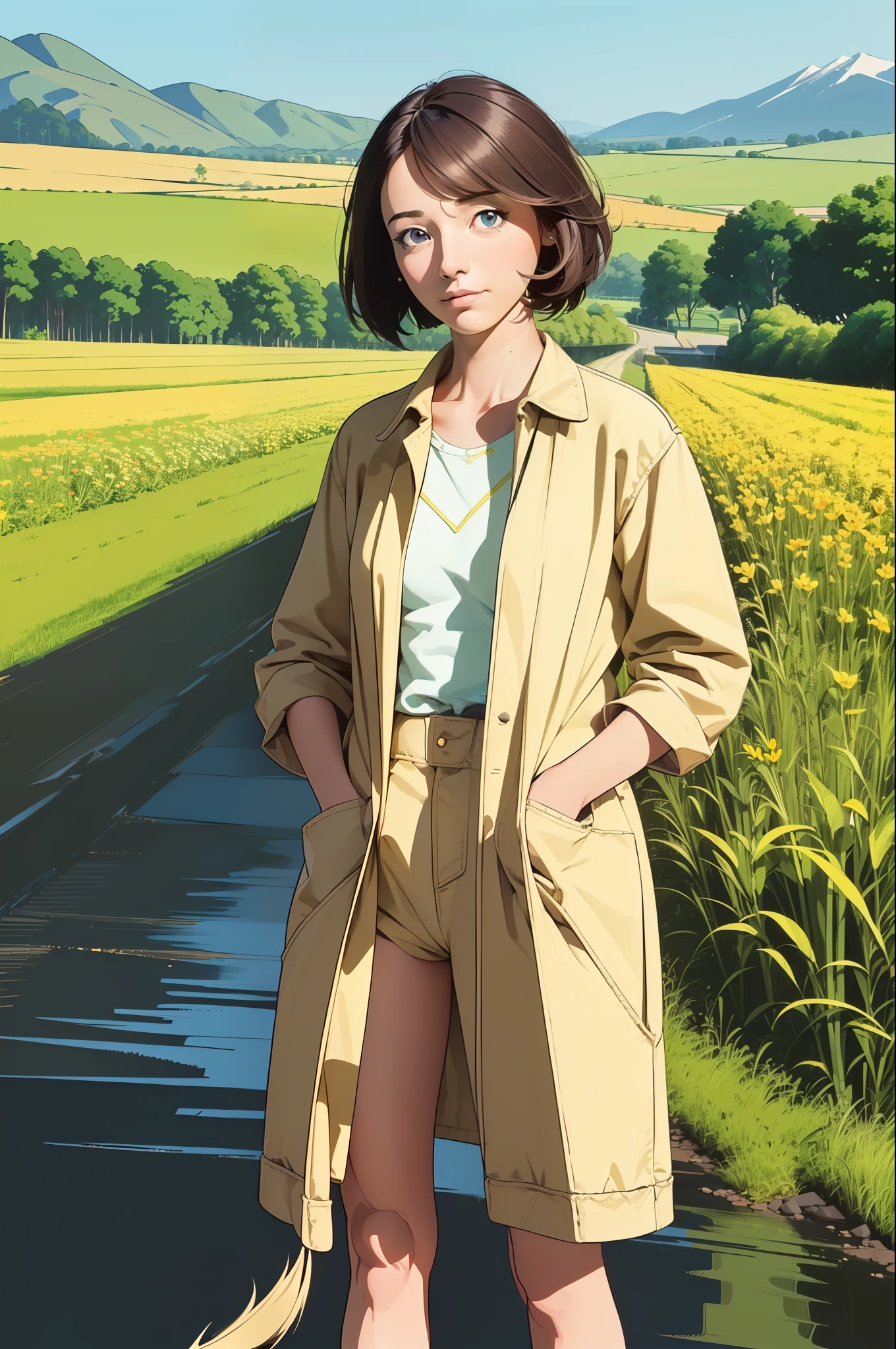 girl,(prettify)
(dog:1.4), (Bright,Country Road Background:1.4), (hotify:1.2),(masterpiece,detailed,highres:1.4) , covered_nipples,Short Hair,(masterpiece,detailed,highres:1.4) ,(Standing with hands in pockets)