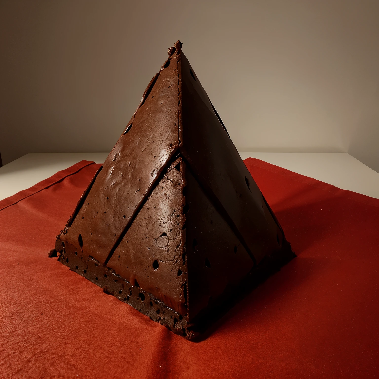 Create brownie cartoon in the shape of a red triangle