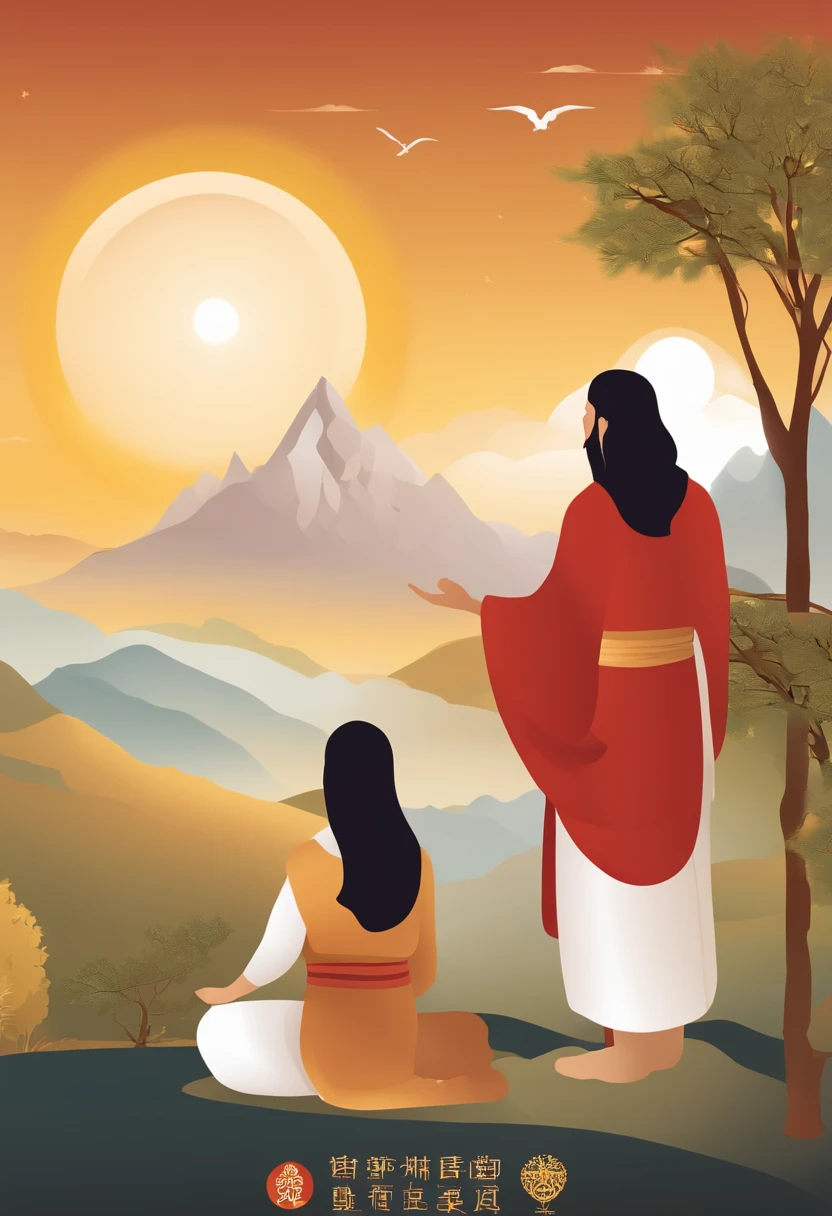 title： "Live a wonderful life - Integrate Alpha courses"
Main picture： Jesus and his disciples standing on a mountaintop，Facing the sunrise，Showing calm and light。The background can be a beautiful natural scenery or a city skyline。
Character content：
"Explore the true meaning of life"
"Discover Inner Peace and Strength"
"Build real relationships"
"Learn to contribute to others and the community"
"Join Alpha Course，Start a new chapter in life"
Date and venue information： Includes the start date of the Alpha course、Time and place。
Contact information： 提供参与者报名或获取更多信息的Contact information，Such as website link、Phone number or email address。