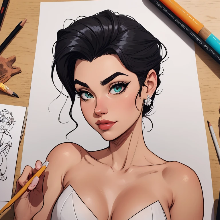 estilo de desenho animado:1.2), Denise Richards Mulher brasileira desenho ART Artline mulher fundo branco Imagem cartoon de uma mulher , roupas sensuais , garota super valente destemida , Ilustra??o estilo desenho animado, estilo de arte dos desenhos animados, estilo de arte dos desenhos animados, digital illustration style, design de personagens altamente detalhado, arte digital detalhada fofa, City fan art, design de personagem retrato, beautiful digital illustration, retrato de alta qualidade, arte em quadrinhos, retrato do design do personagem, white background Busty without clothes and medium breasts cartoon style female character dressed in Fallout 4 uniform Denise Richards 