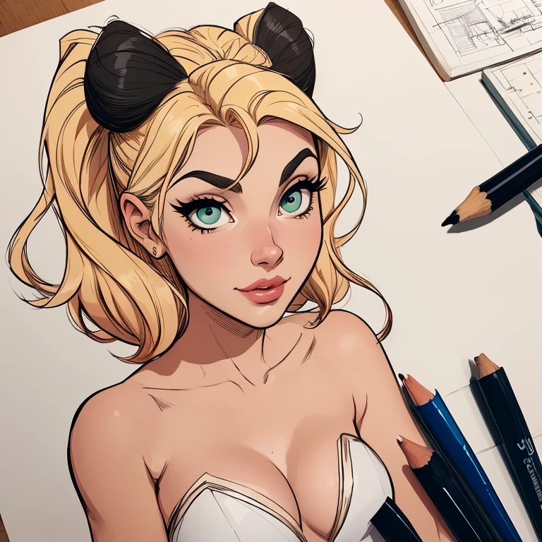 estilo de desenho animado:1.2), Tinker Bell Negra brasileira draw ART Artline fundo branco mulher Imagem de desenho animado de uma mulher , roupas sensuais , garota super valente destemida , Ilustra??o estilo desenho animado, estilo de arte dos desenhos animados, estilo de arte dos desenhos animados, digital illustration style, design de personagens altamente detalhado, arte digital detalhada fofa, design de personagem retrato, beautiful digital illustration, retrato de alta qualidade, arte em quadrinhos, retrato do design do personagem, without clothes and medium breasts cartoon style female character dressed in black Tinker Bell