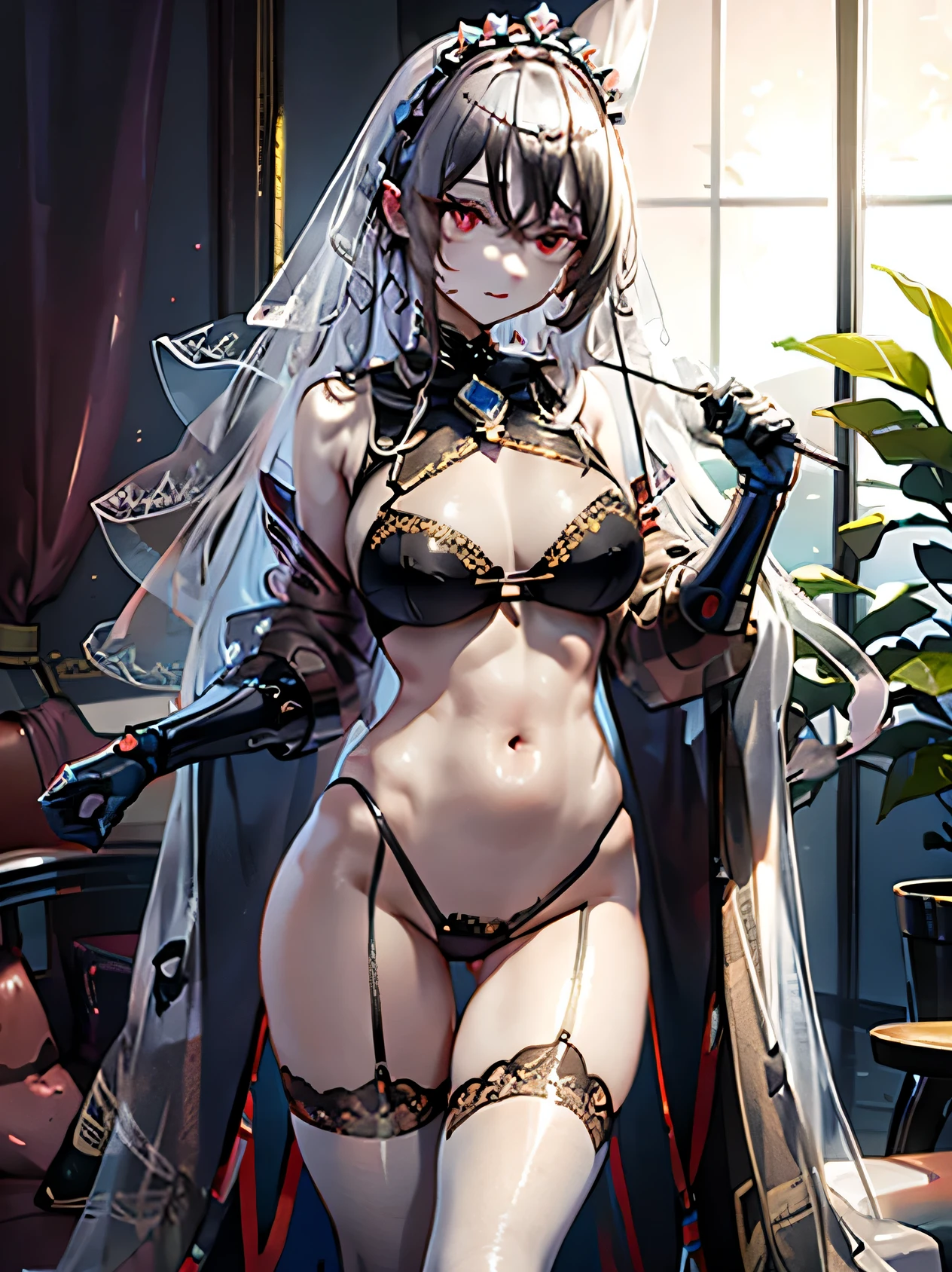 standing up in wet transparent lingerie