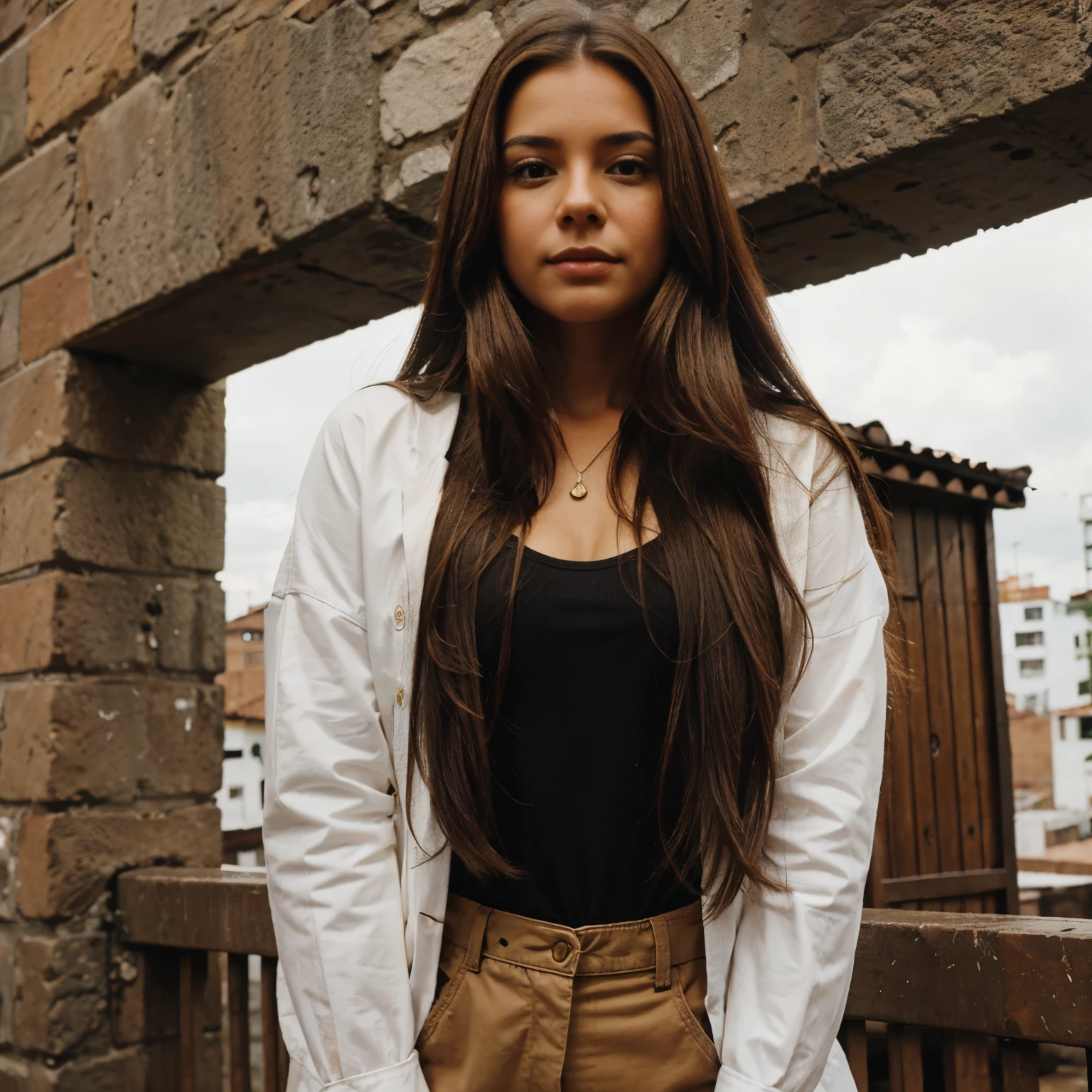 Colombian with long brown hair