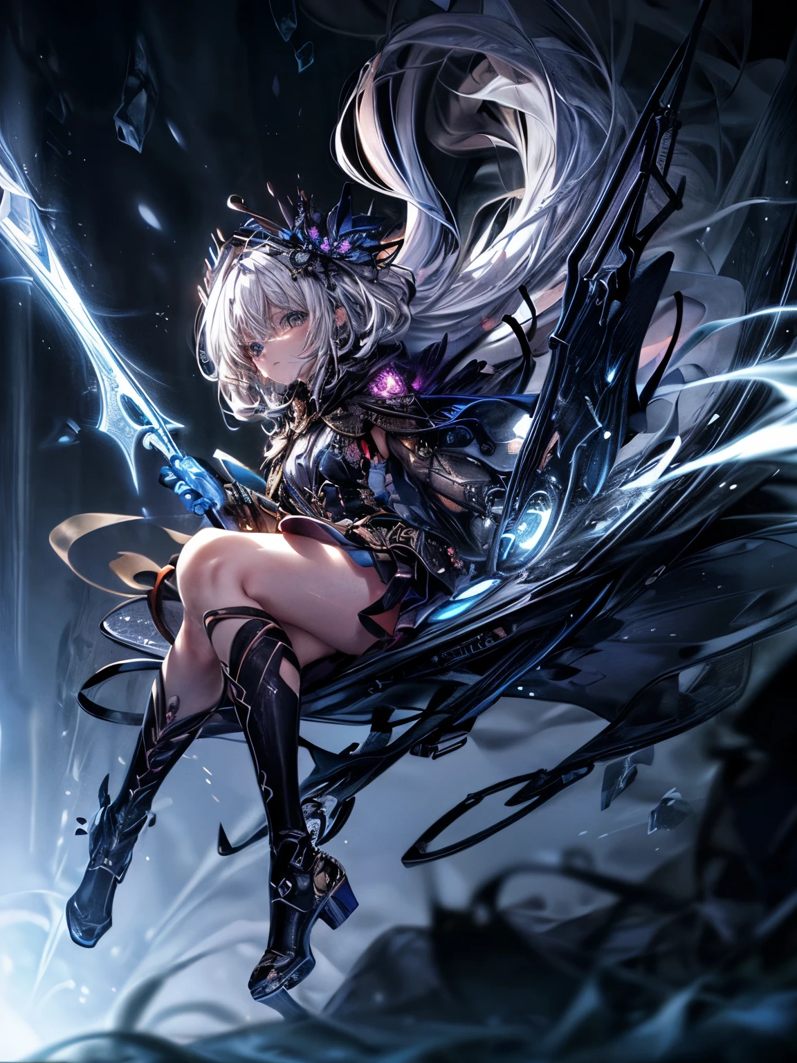 ((((masterpiece, highest quality, Super detailed, very_expensive_solve, big_file size, Full Color)))), ((((Modern stressful society)))), abstract illustration, CG, Dark worldview, Fantasy World, Big black vortex, The Spear of Longinus pierces the black vortex