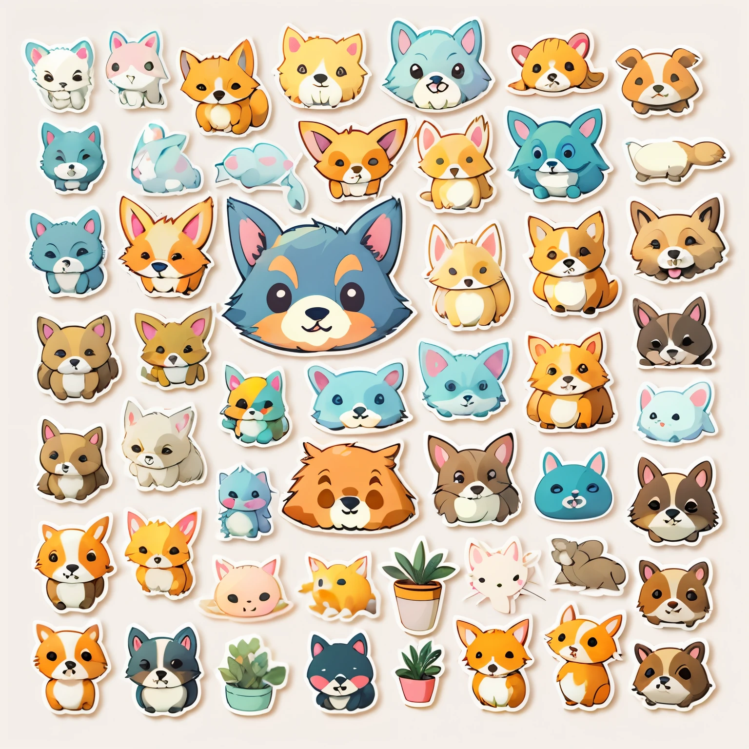 1 sticker, sticker, (Lovely, Corgi), White background, no background, Simple background, smallest, Lovely, Tiny, Pastel colors, Vector Style, No gradient,