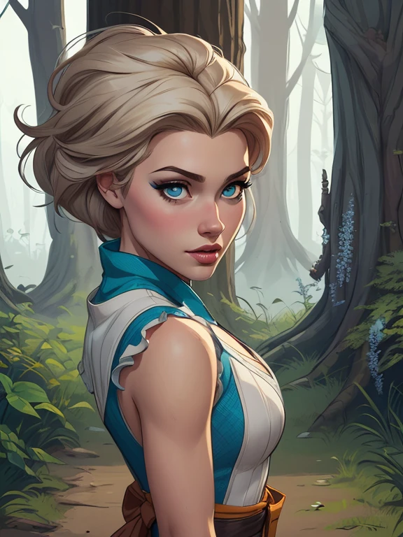 Personagem mulher estilo atompunk Fallout 4 Rainha Anna de Arendelle com marcas de guerras Imagem de desenho animado de uma mulher .Ilustra??o estilo desenho animado, estilo de arte dos desenhos animados, estilo de arte dos desenhos animados, digital illustration style, estilo atompunk design de personagens altamente detalhado, arte digital detalhada coragem, Forest fan art, Design de personagens de retrato, beautiful digital illustration, retrato de alta qualidade, Arte em quadrinhos, mulher jovem cabelo com transas lindas . Queen Anna of ArendelleBeautiful lined eyes Medium large bust and wonderful sexy clothes. image expression of sexual desire from waist to head illustration Queen Anne of Arendelle atompunk style Fallout 4
