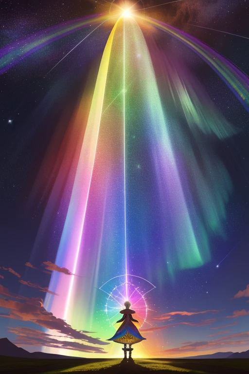 obra de arte, Necessidade do bem, 1 mulher, adulto,, tema escuro, Magic array, bolhas, Rainbow sun, embaixo da agua, Espelho, Folhas de vidro flutuante, Rainbow light, Redemoinho de bolha, wind vortex, Aurora, Paisagem de fantasia, Luz das estrelas ao redor dos personagens, (tronco)