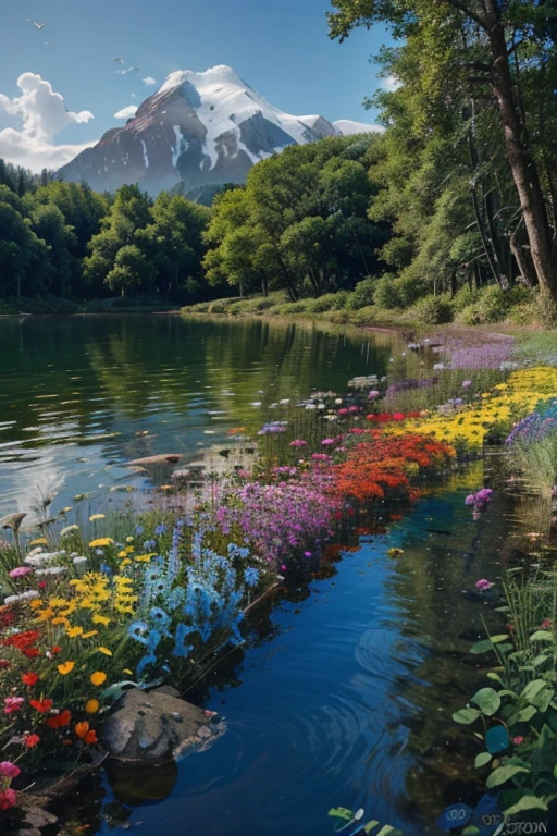 Create an artwork that celebrates the beauty and importance of our planet Earth. Use vibrant colors and unique patterns to depict the diversity of nature and the interconnectedness of all living beings. Show how we can protect and preserve our environment for future generations. Let your imagination soar and inspire others to take action for a sustainable and eco-friendly world.