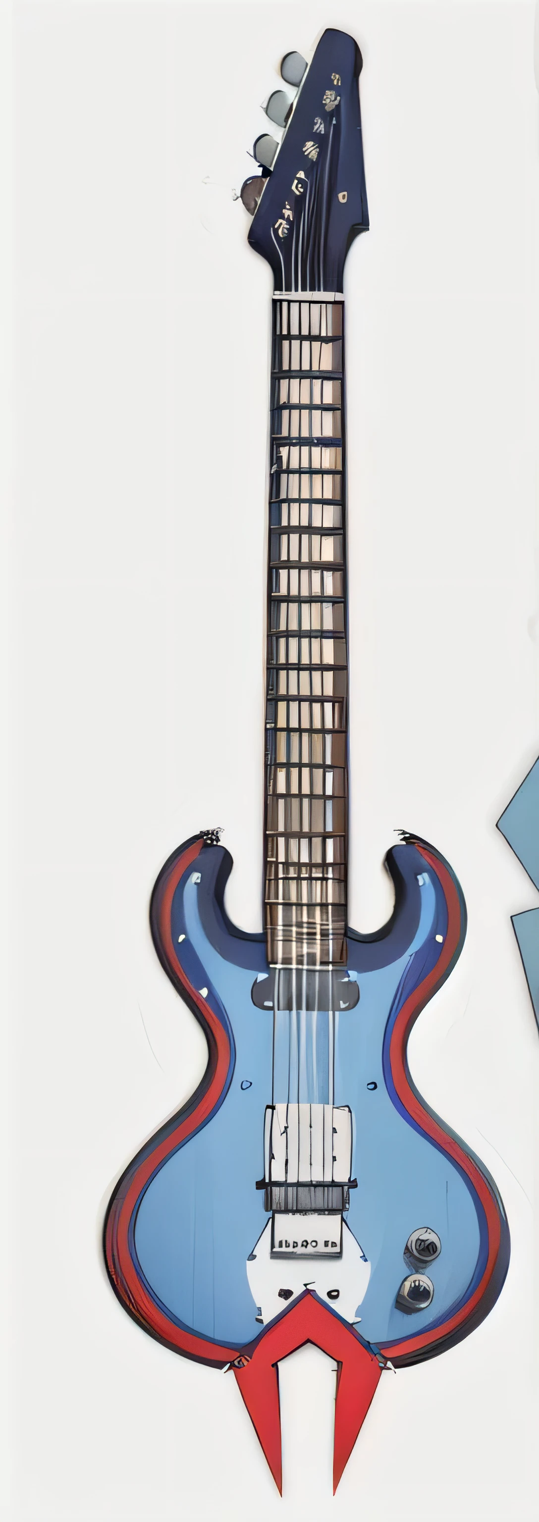 cartoon of a guitar with a red and blue neck and a blue and white neck, guitar concept art, futuristic electric guitar, electric guitar, holding electric guitars, holding electric guitar, lead guitar, concept illustration, neck zoomed in, bassist, holding a electric guitar, holding an electric guitar, concept art, concept art, shark and guitar, promo art, concept artwork