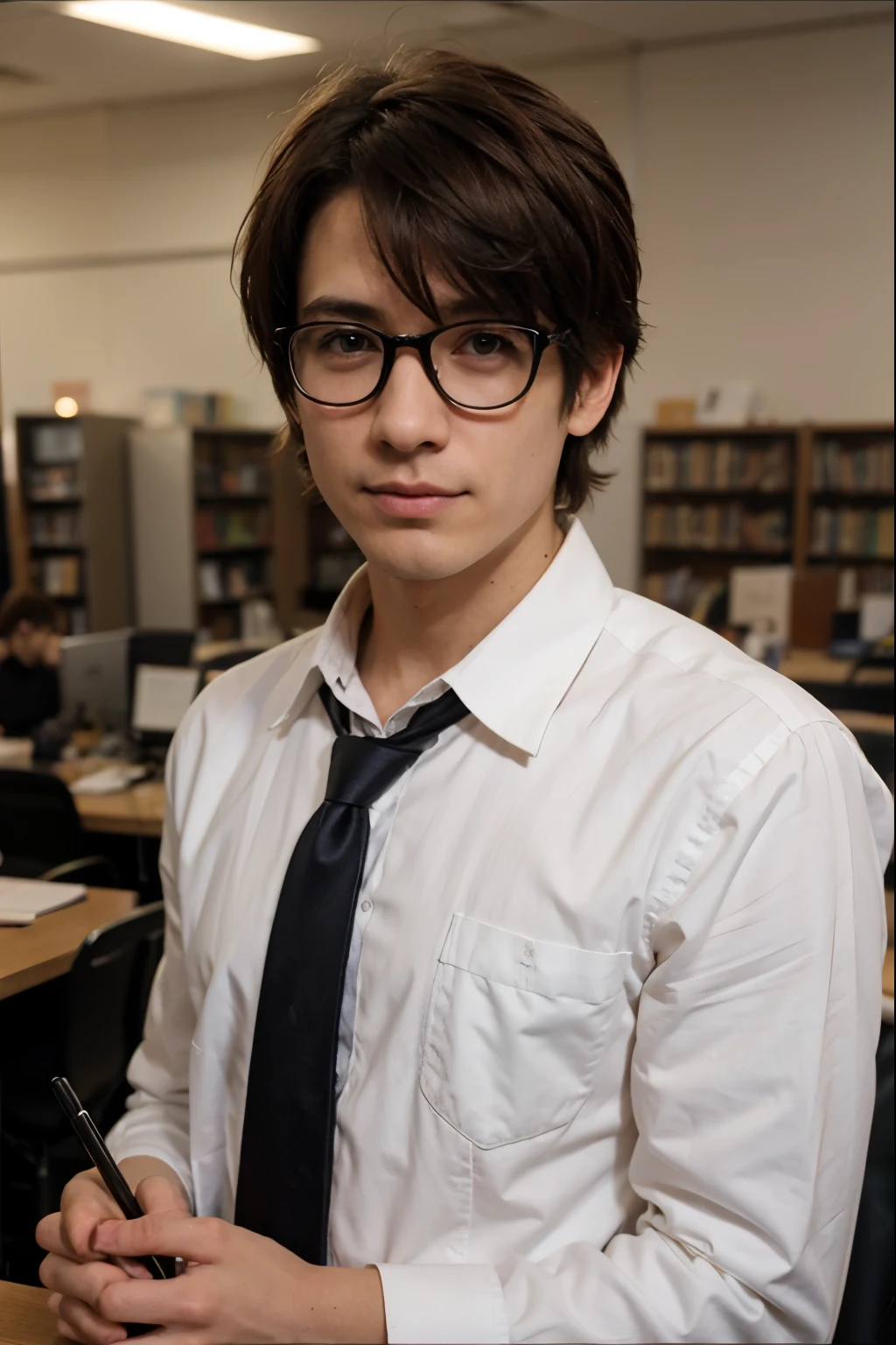 Male librarian anime