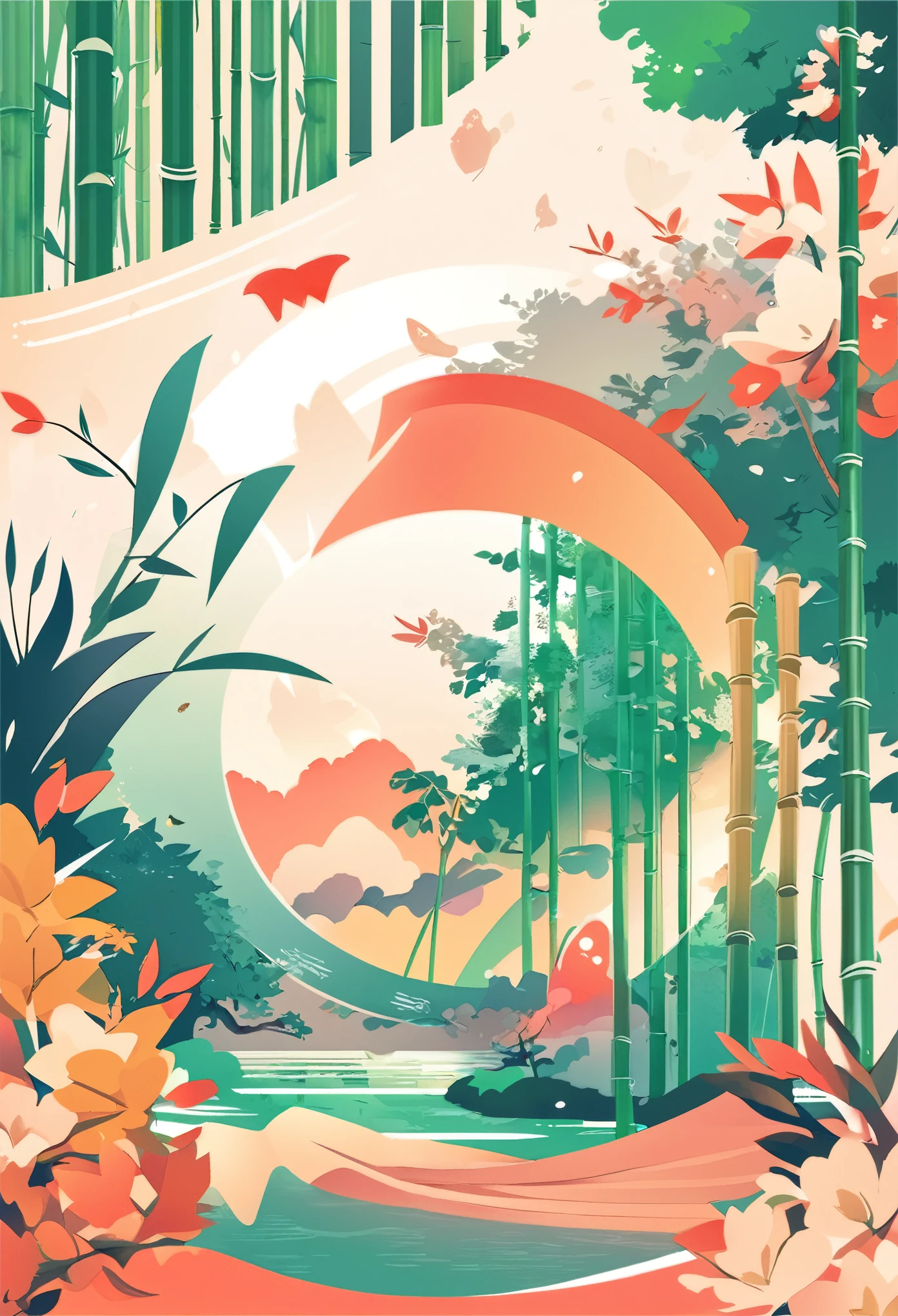 cover page, The Tale Bamboo-Cutter
, flat Design, vector illustrations, graphic illustration, detailed 2d illustration, flat illustration, digital illustration, digital artwork,