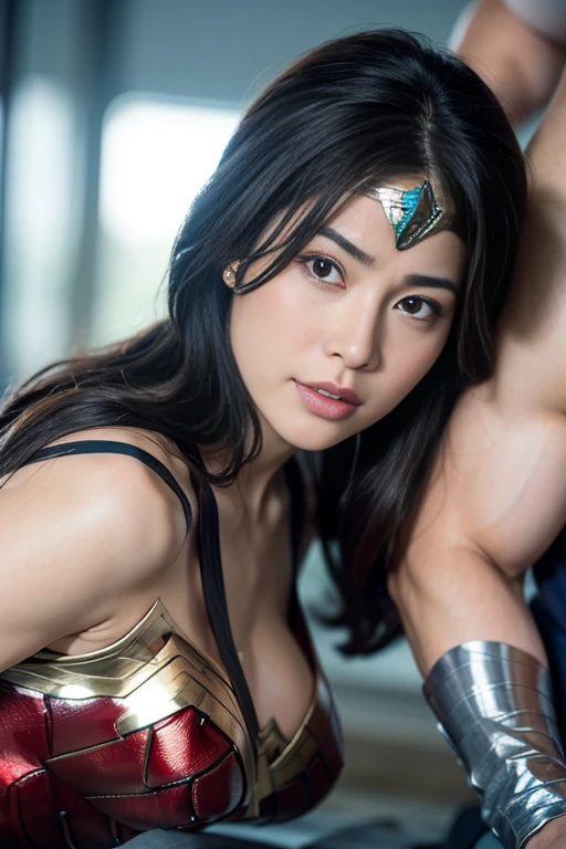 私はWonder Womanです、完璧なWonder Womanの衣装，On all fours,A man mounts me、Hug from the front,お姫様Hugged,Hugged,Being strangled,You can hold it，Leaning on the man，Hugged，Can be lifted，Men lick my face with their tongues,The guys lick my head with their tongues,Men lick my hair with their tongues,My body is licked by men,sleeping face,Close ~ eyes,Open your mouth,Tired face,Face of Suffering,sleeping face,Being slapped in the face,Getting punched in the face,Fighting with men,Fight with the men,Surrounded by men,,Caught between the men,Being held back by men,Entanglement with males, Attacked by men,Brown Hair,  masterpiece、beautiful girl、fine 目、puffy eyes、highest quality, 超High resolution, (reality: 1.4), Cinema Lighting,so beautiful、Beautiful Skin、(超reality的な)、(High resolution)、(8k)、(Very detailed)、(beautiful and fine 目)、(Very detailed)、 Detailed face、Diagonal bangle hair、Brown Hair、20-year-old、Wonder Womanのコスプレ，Wonder Woman