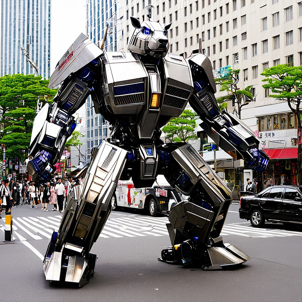 In Michael Bay's Transformers, a 2 story tall metallic capybara transformer is running amok in downtown tokyo