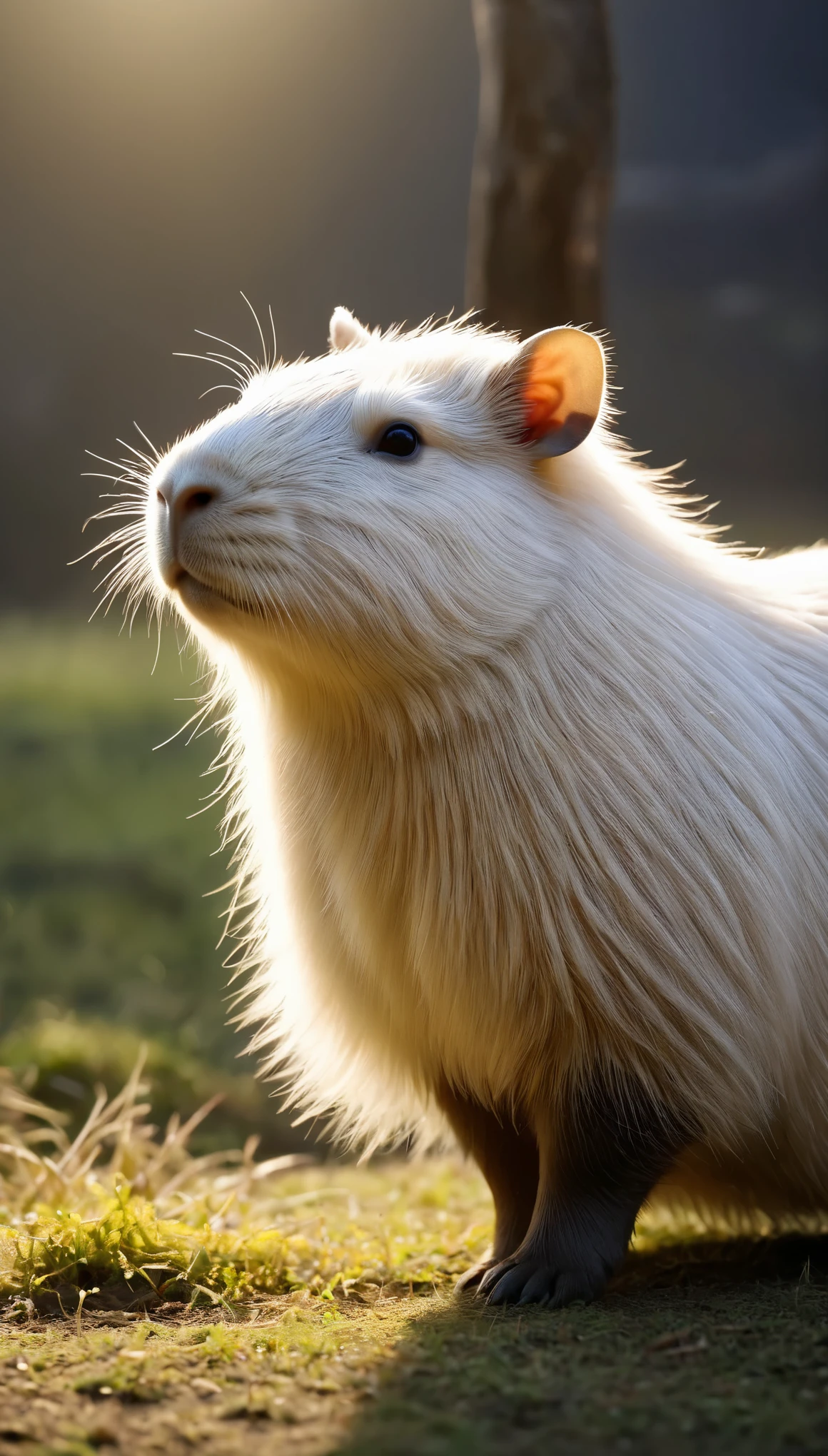 草原のWind景:Northeast Argentina,1 Capybara:white,alone,Fluffy Capybara,Fluffy texture,Fluffy fur,cute,National Geographic,Photos taken by a professional photographer,black eye,eyelash,最high quality,high quality,Intricate details,Attention to detail,blurred background,cuteカピバラが視聴者をお出迎えします,Realistic,Fantasy,,halation,Beautiful light and shadow,flash,とてもflash,Wind, The refreshing weather of May has arrived.,masterpiece,最高masterpiece,Intricate details,rendering,Zentangle Elements,8k,3D,Impressive photos like paintings,Lizard,Smooth hair flow,Like a stuffed toy