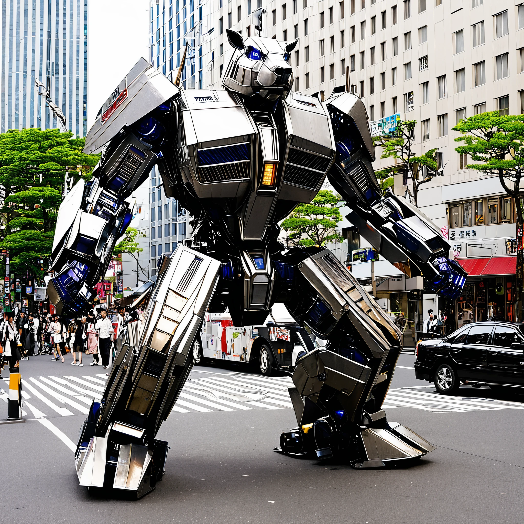 In Michael Bay's Transformers, a 2 story tall metallic capybara transformer is running amok in downtown tokyo