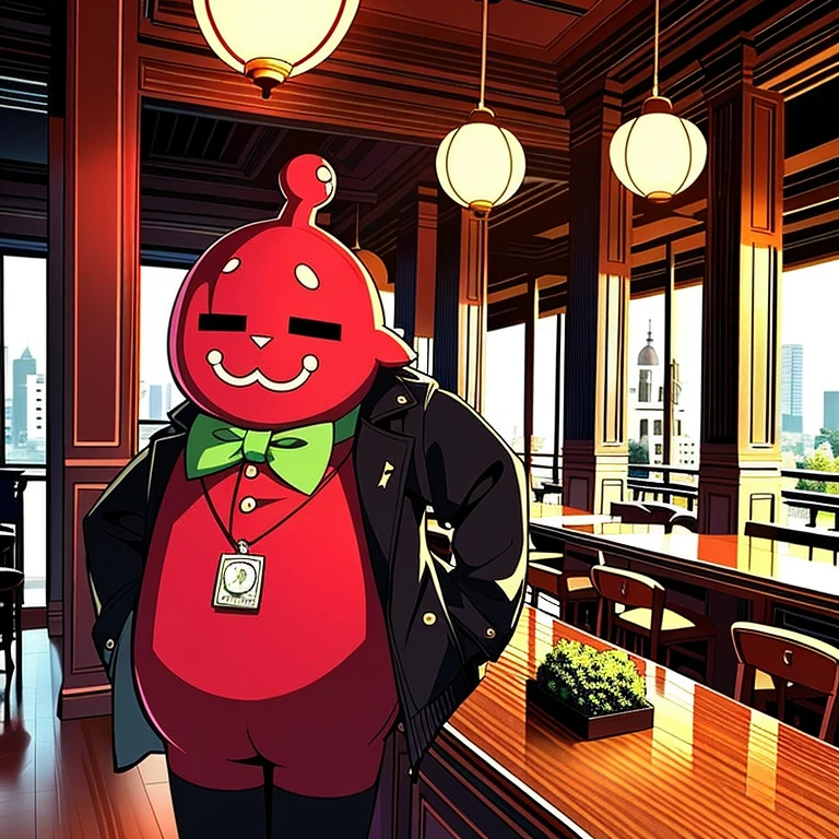 Stylish cafe,Dandy,Handsome,The head is Romanesco,Anpanman,Unpunch,three-headed body,Vegetable character,Flag of Italy