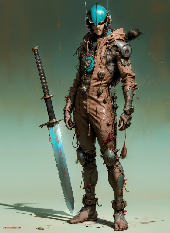 perfect proportions, anatomically correct, (head to toe: 2.0), (full body image: 2.0), solo, (Casshern: 1.6), extremely stylized, deviant art, masterpiece, highly detailed, detailed eyes, expressive detailed eyes, detailed pupils, futuristic, ((1950s scifi helmet)), ((pointy helmet)), Rubber Gloss, (flightsuit:1.4), big boots, entire body image, full body shot, nvinkpunk, professional photograph of alexander_skarsgard, tassles, large beads, (large tassels), cyberpunk, inkpunk, paint platter, ink splatter, (action pose:1.0), ((holding a sword))