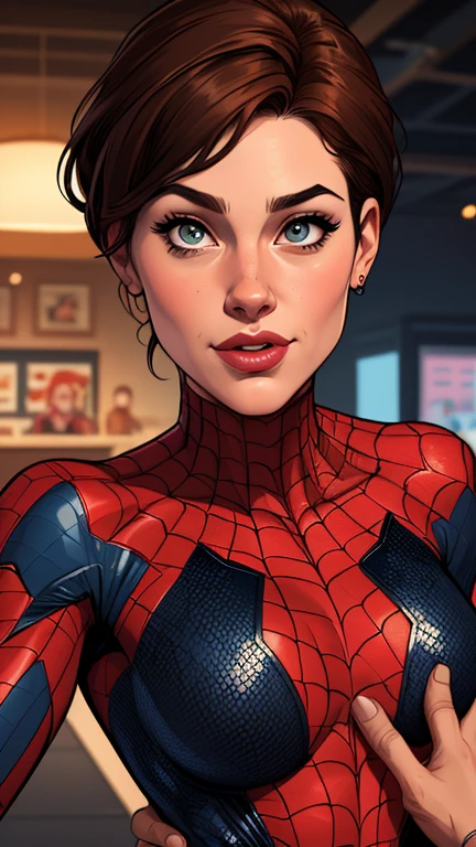 Spiderman Potter Parker 90s portrait mode together the 3 characters Cartoon style digital illustration together lovers Cartoon style character portrait mode Cartoon style character 