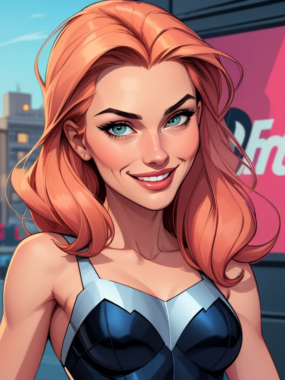 Batgirl portrait mode sensual sesys style Cartoon style digital illustration together boyfriends Cartoon style character portrait mode Cartoon style character facial expression happy beautiful smile and six medium small portrait mode waist up
