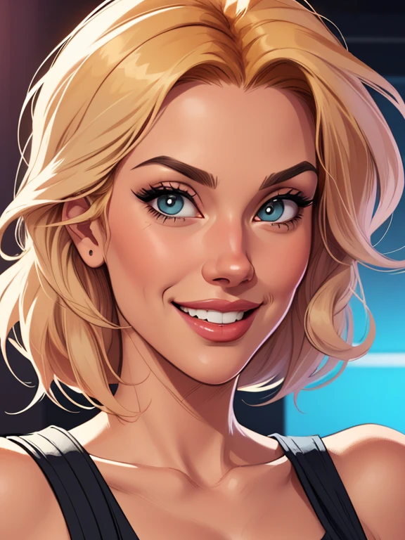 Xena princess warrior portrait mode sensual sesys style Cartoon style digital illustration together boyfriends Cartoon style character portrait mode Cartoon style character facial expression happy beautiful smile and six medium small portrait mode waist up