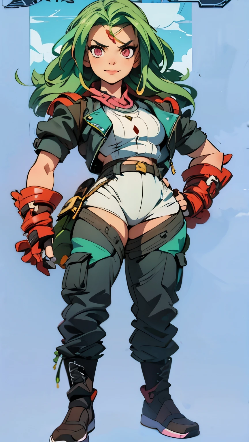 Cammy has a matching hat and long boots too, and retaining his characteristic combat gauntlets. She appears to be at least still wearing her thong leotard under her jacket, while his legs are still painted with camouflage stripes.