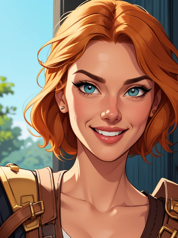 Xena princess warrior portrait mode sensual sesys style Cartoon style digital illustration together boyfriends Cartoon style character portrait mode Cartoon style character facial expression happy beautiful smile and six medium small portrait mode waist up 