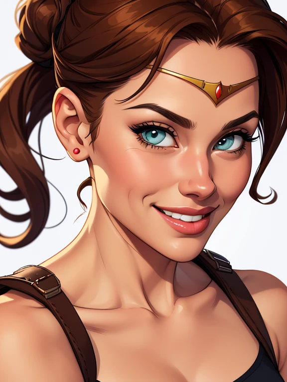Xena princess warrior portrait mode sensual sesys style Cartoon style digital illustration together boyfriends Cartoon style character portrait mode Cartoon style character facial expression happy beautiful smile and six medium small portrait mode waist up