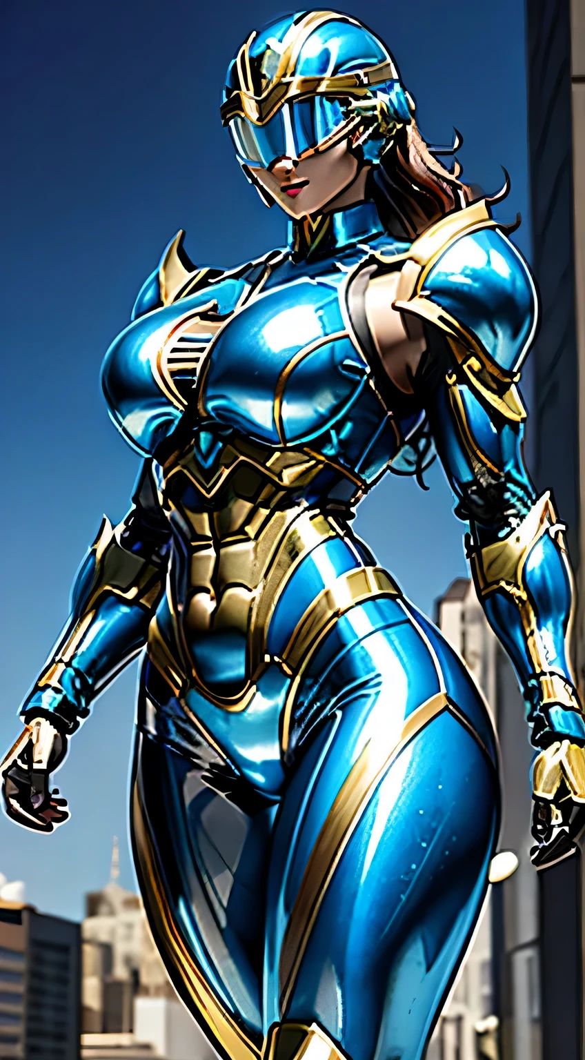 (nsfw:0.7), BLUE, RED, BEAST, HUGE BOOBS, MECHA ARMOR FULL SUIT, (CLEAVAGE), TRANSPARANT, TALL LEGS, STANDING, THICK BODY, MUSCLE ABS.