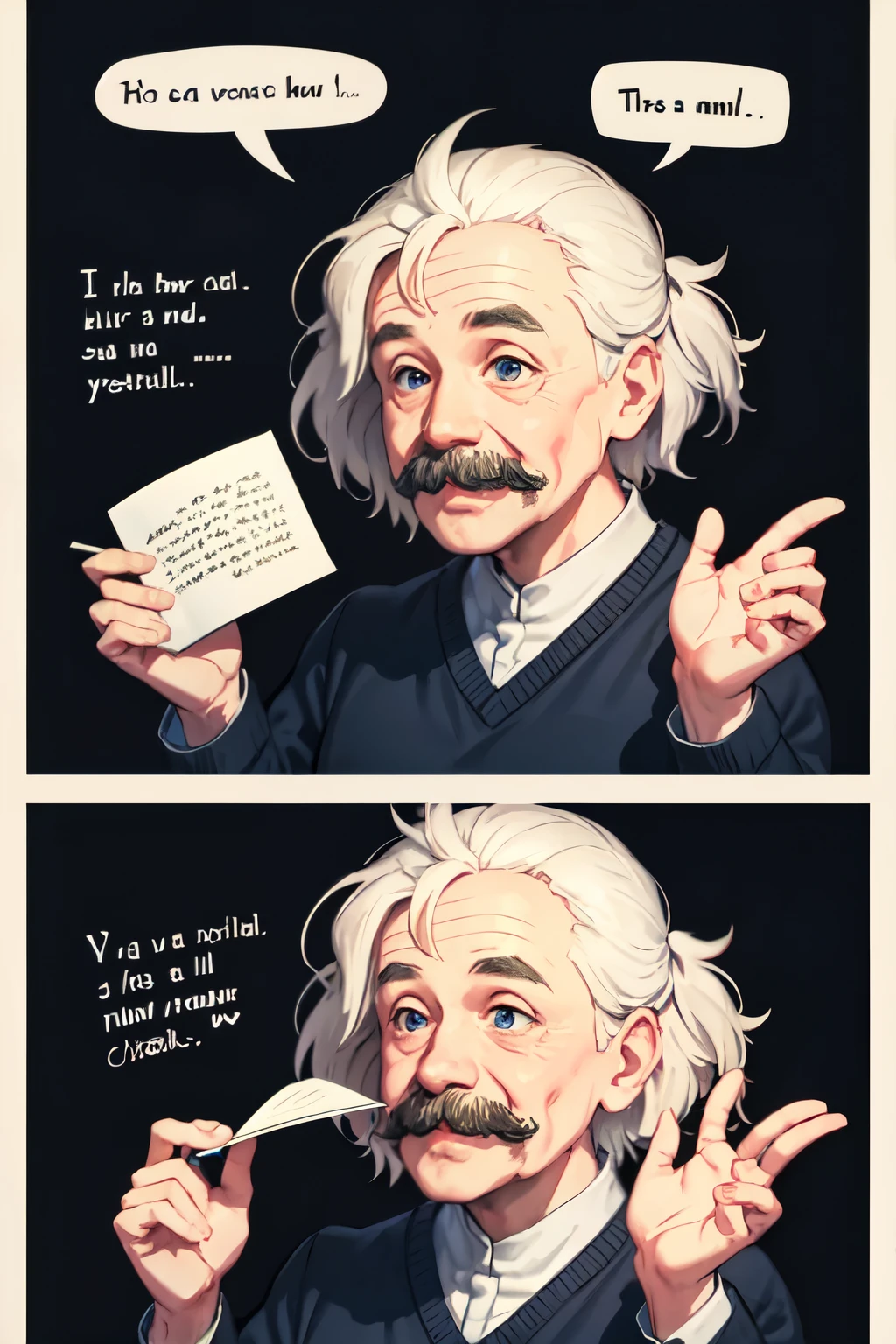 Caricatura  de albert einstein con letra que diga ..La Fisica En Chalavi..