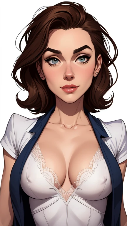 estilo de desenho animado:1.2), os west velho oeste mulher brasileira draw ART Artline fundo branco mulher Imagem de desenho animado de uma mulher , roupas sensuais , garota super valente destemida , cartoon style illustration, estilo de arte dos desenhos animados, estilo de arte dos desenhos animados, digital illustration style, design de personagens altamente detalhado, arte digital detalhada fofa, City fan art, design de personagem retrato, beautiful digital illustration, retrato de alta qualidade, arte em quadrinhos, retrato do design do personagem, white background Busty without clothes and medium breasts female character cartoon style in Fallout 4 costume old west uniform old west 
