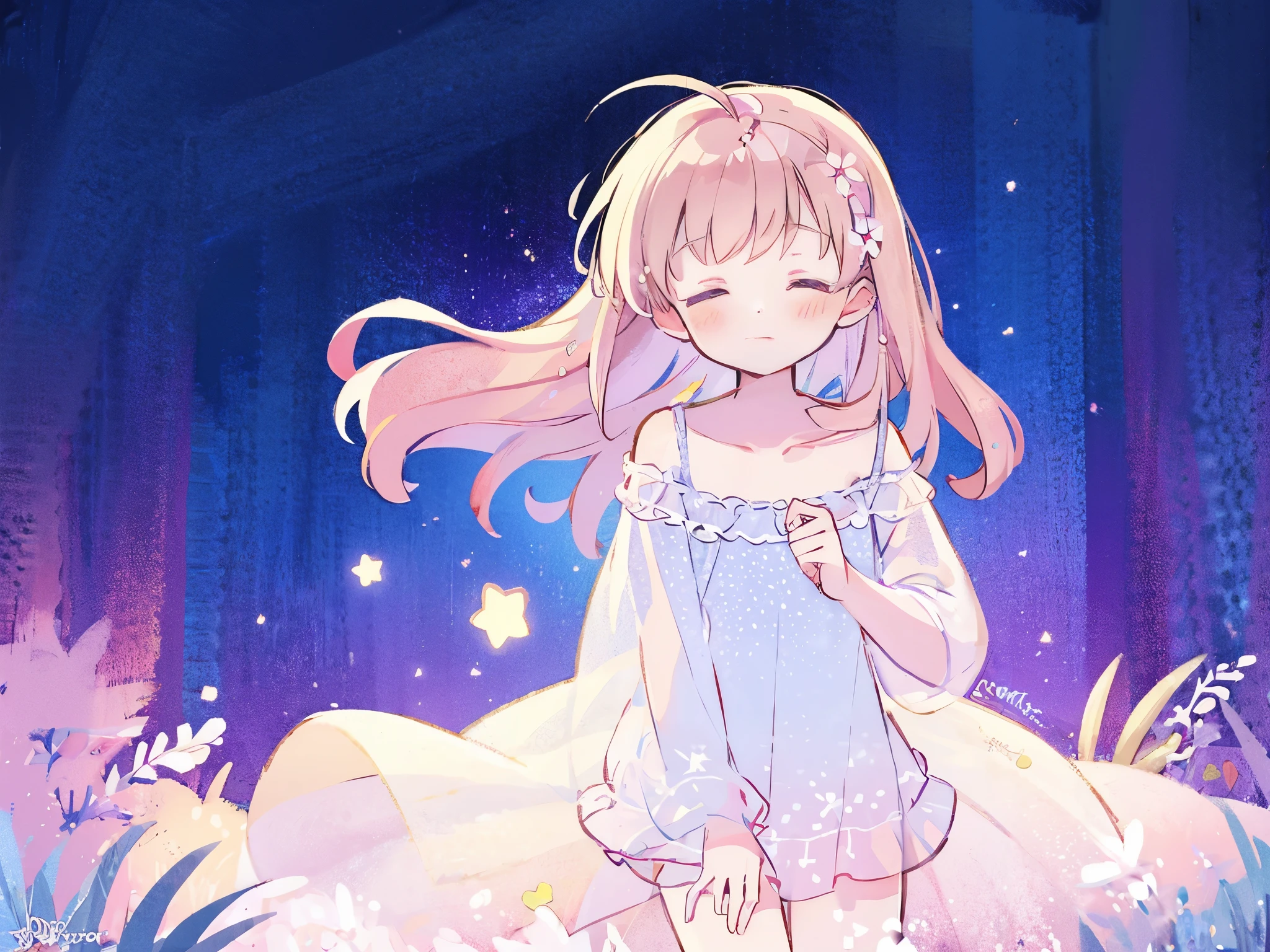 wishing star background, woman surrounded by flowing translucent fabric that reflects the stars, glowing star in front of woman's chest, magical, complex drawing, highly detailed, ethereal, starry night, midjourney style