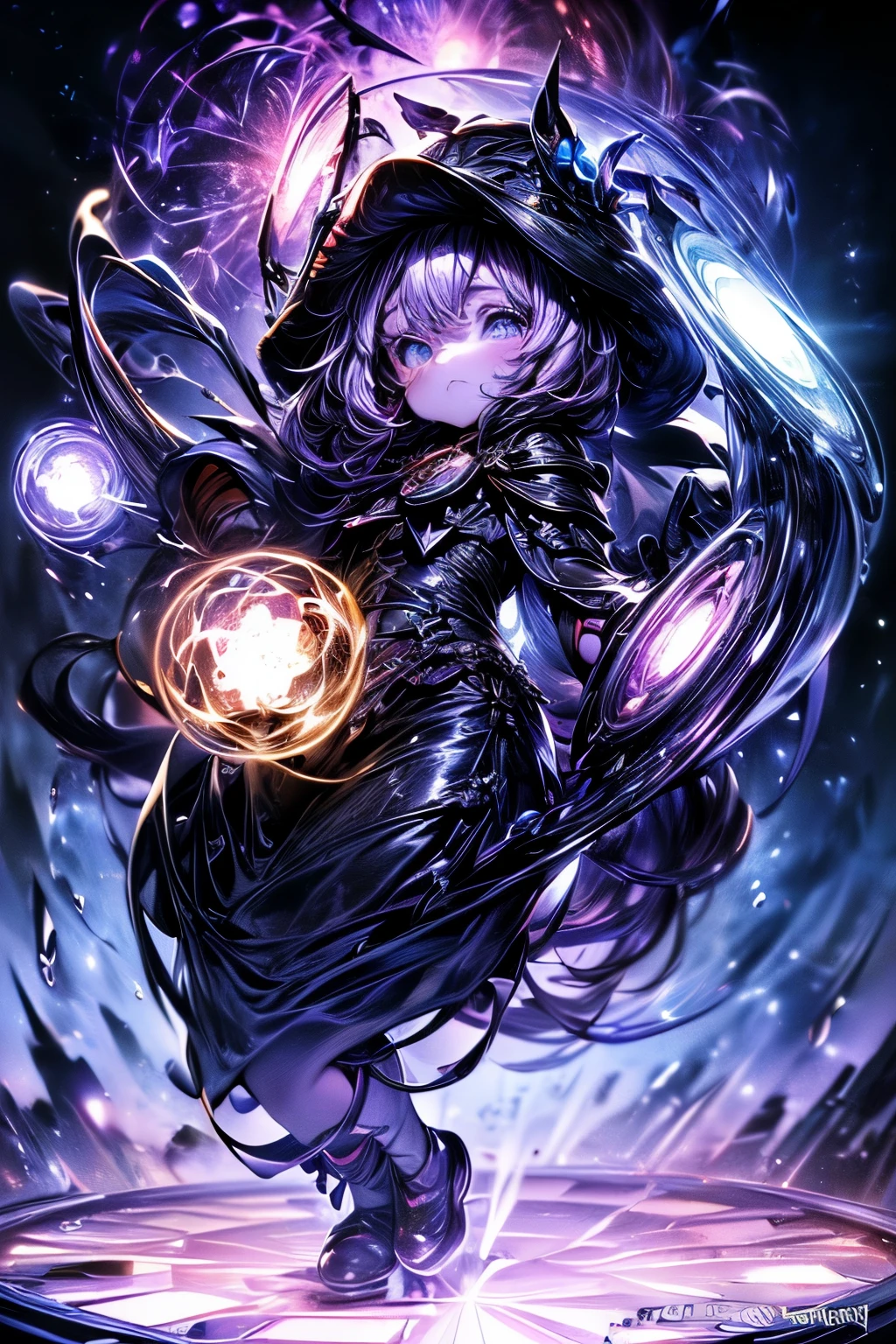 ((((masterpiece, highest quality, Super detailed, very_expensive_solve, big_file size, Full Color)))), ((((Modern stressful society)))), abstract illustration, CG, Dark worldview, Fantasy World, Big black vortex, darkness魔法, Wizard, （darkness）, Magical Vortex, ((Purple Magic)), Gothic Girl Costume, 