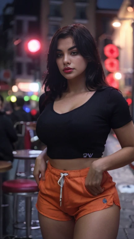 lady, posing seductively to viewer, solo:1, pov, beautiful thick thighs,
red light district background, long hair, 3/4 body, V neck mini hot shorts, UHD, retina, masterpiece, accurate, anatomically correct, textured skin, super detail, high details, high quality, award winning, best quality, highres, 16k, 8k, cinematic lighting