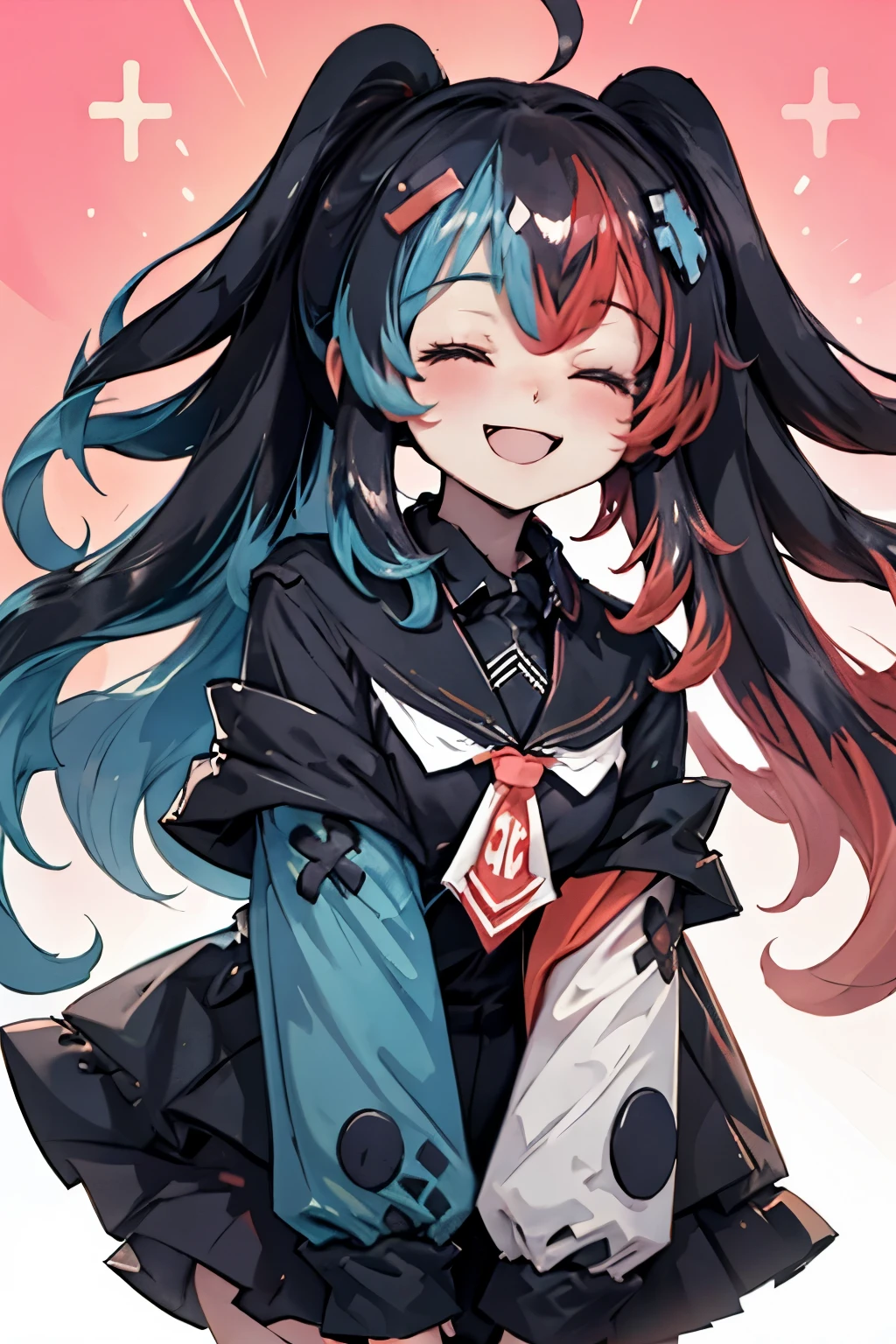 Highly detailed, High Quality, Masterpiece, beautiful, 1girl, solo, SwitchchanOutfit, (HeadpatPOV:1.5), headpat, pov, smile, bright smile, head tilt, closed eyes, happy, blush,