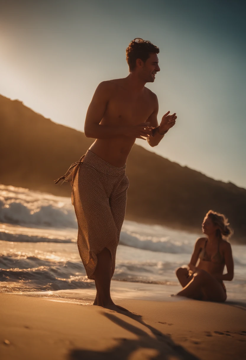 lual na praia, jovens homens e mulheres +18 de bikini tocando violao, singing and dancing around the fire, mulheres de bikini surfando semi nuas