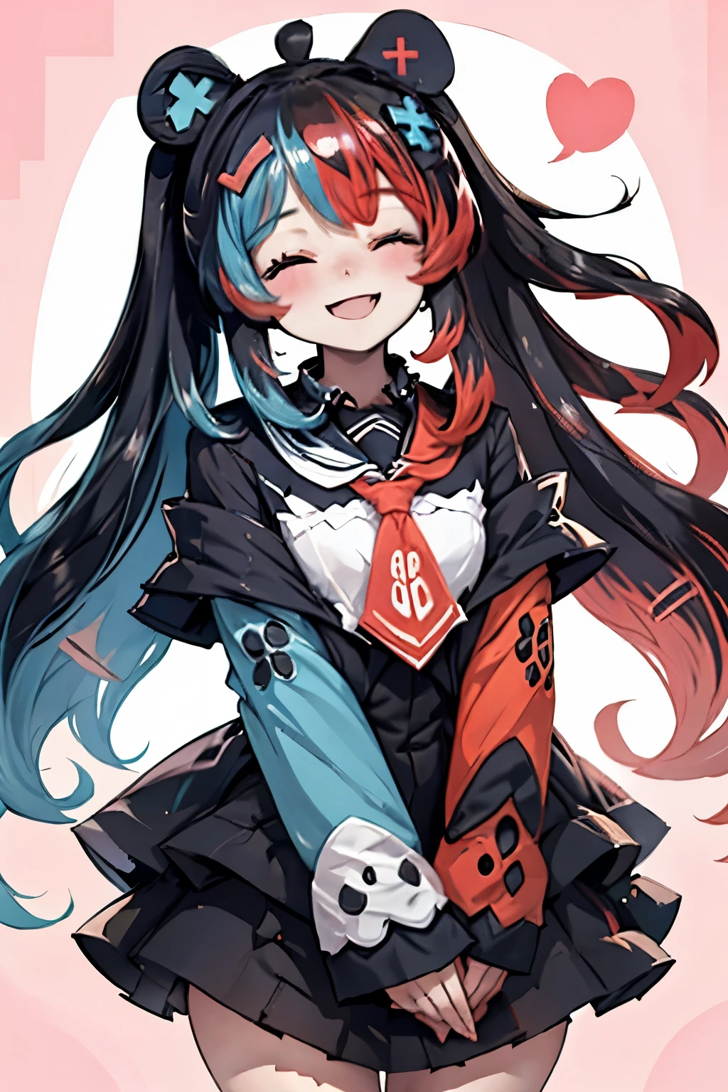 Highly detailed, High Quality, Masterpiece, beautiful, 1girl, solo, SwitchchanOutfit, (HeadpatPOV:1.5), headpat, pov, smile, bright smile, head tilt, closed eyes, happy, blush,