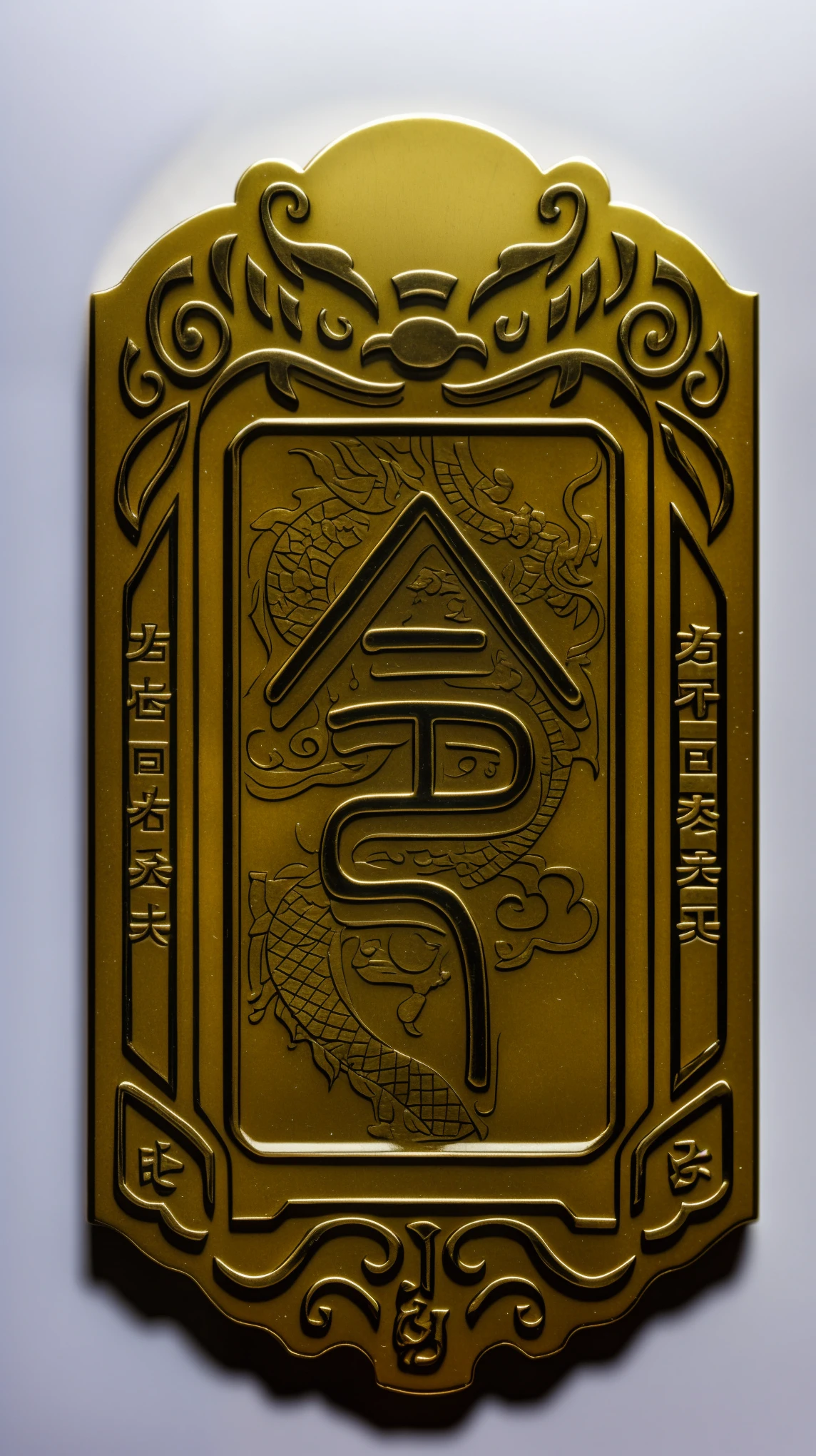 a close up of a coin with chinese writing on it, coin, song, In line with Chinese aesthetics, traditional Chinese, Yuanyou, style of guo hua, Close-up of the amulet, Mark of Destiny, hua cheng, coin of secret society, Chinese Arts, Golden Chinese text, Inspired by Dong Yuan, qiangshu, chi-gong