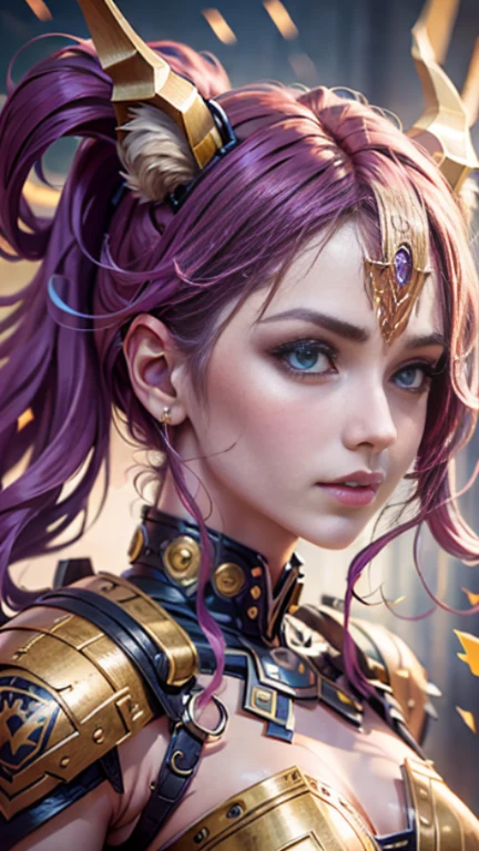 An animal with a human head and golden horns, Dragoon portrait, Mystic Anubis Valkyrie, Long legs, cyber armor, Golden Boot, Highly detailed fantasy characters, 8k detail fantasy,