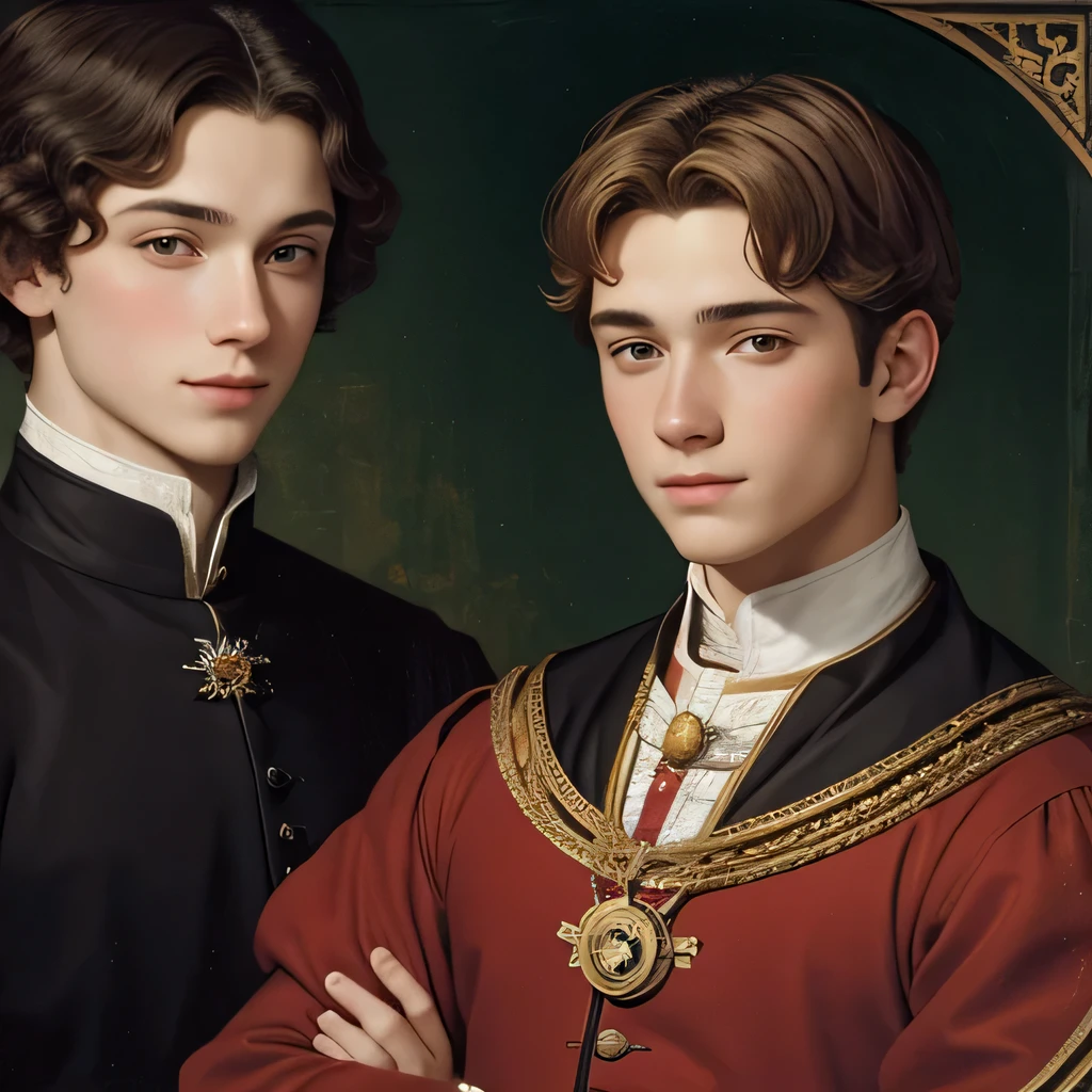 15th century oil painting, teenage czech prince, smiling teenage, blond young czech noble young man