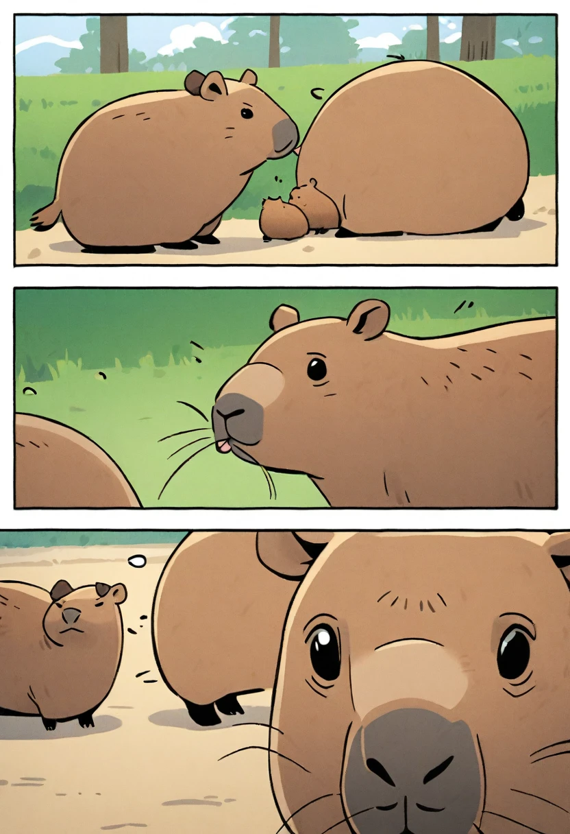 Playing with capybara, comic style