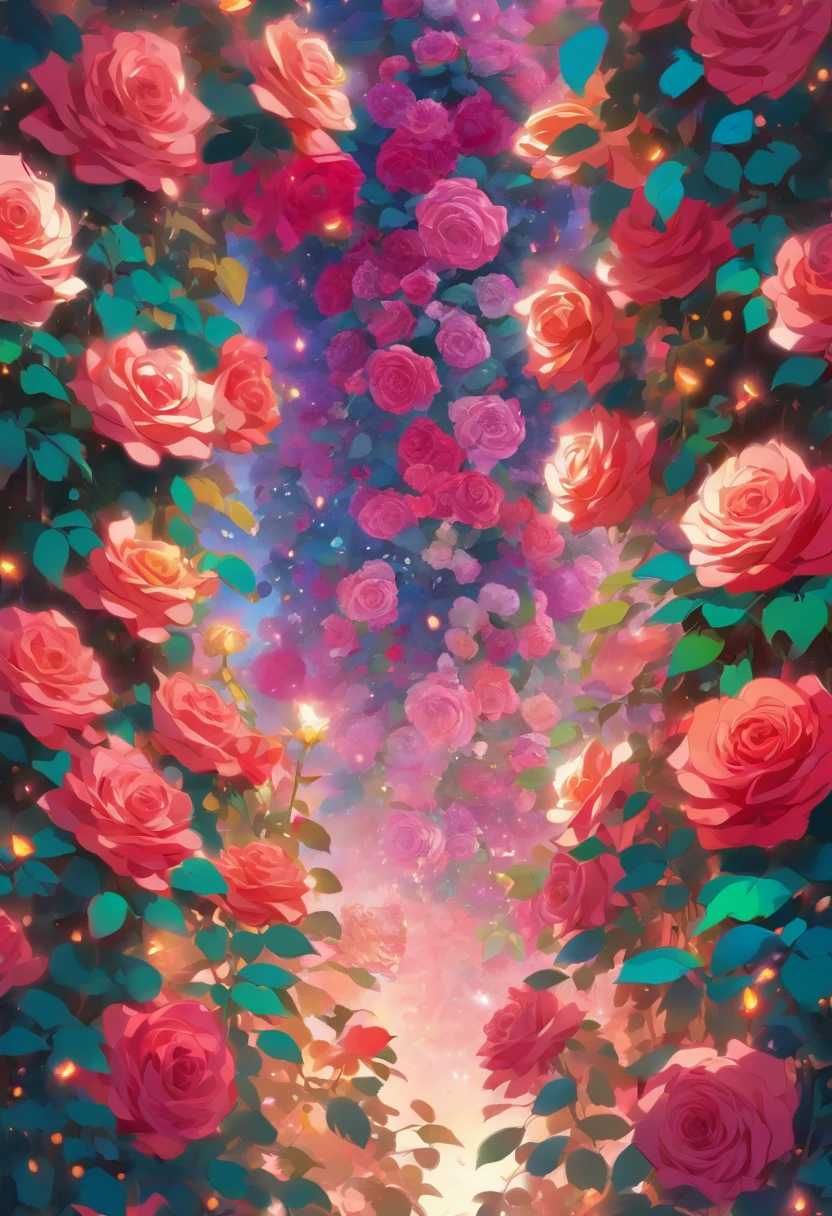 An exquisite blend of multi colored rose bushes 